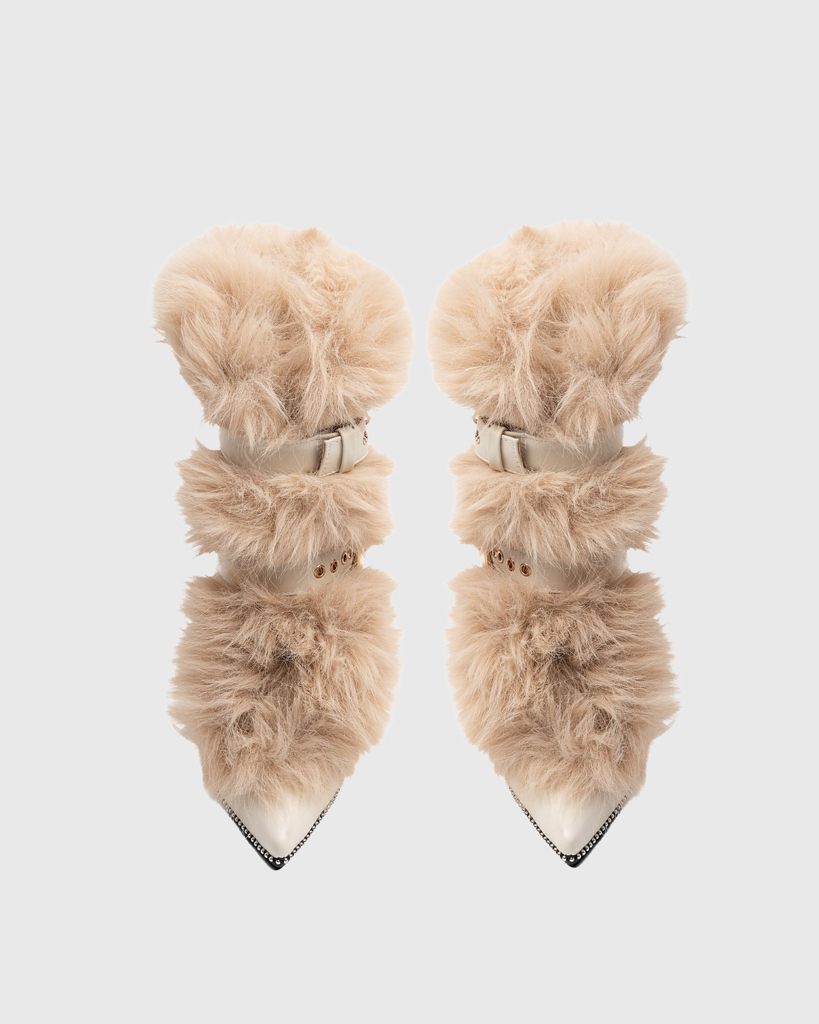 Laquita Faux Fur Wedge Ankle Boots In White
