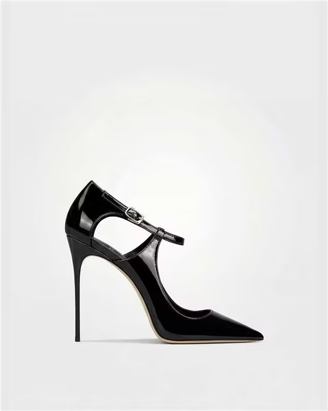 Fern Side Cut Leather Pumps In Black