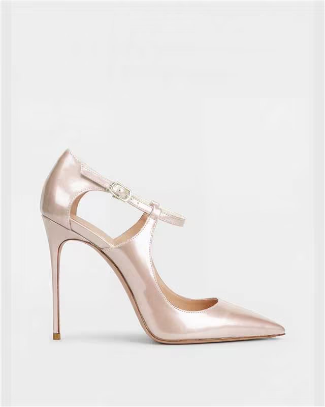 Fern Side Cut Leather Pumps In Apricot