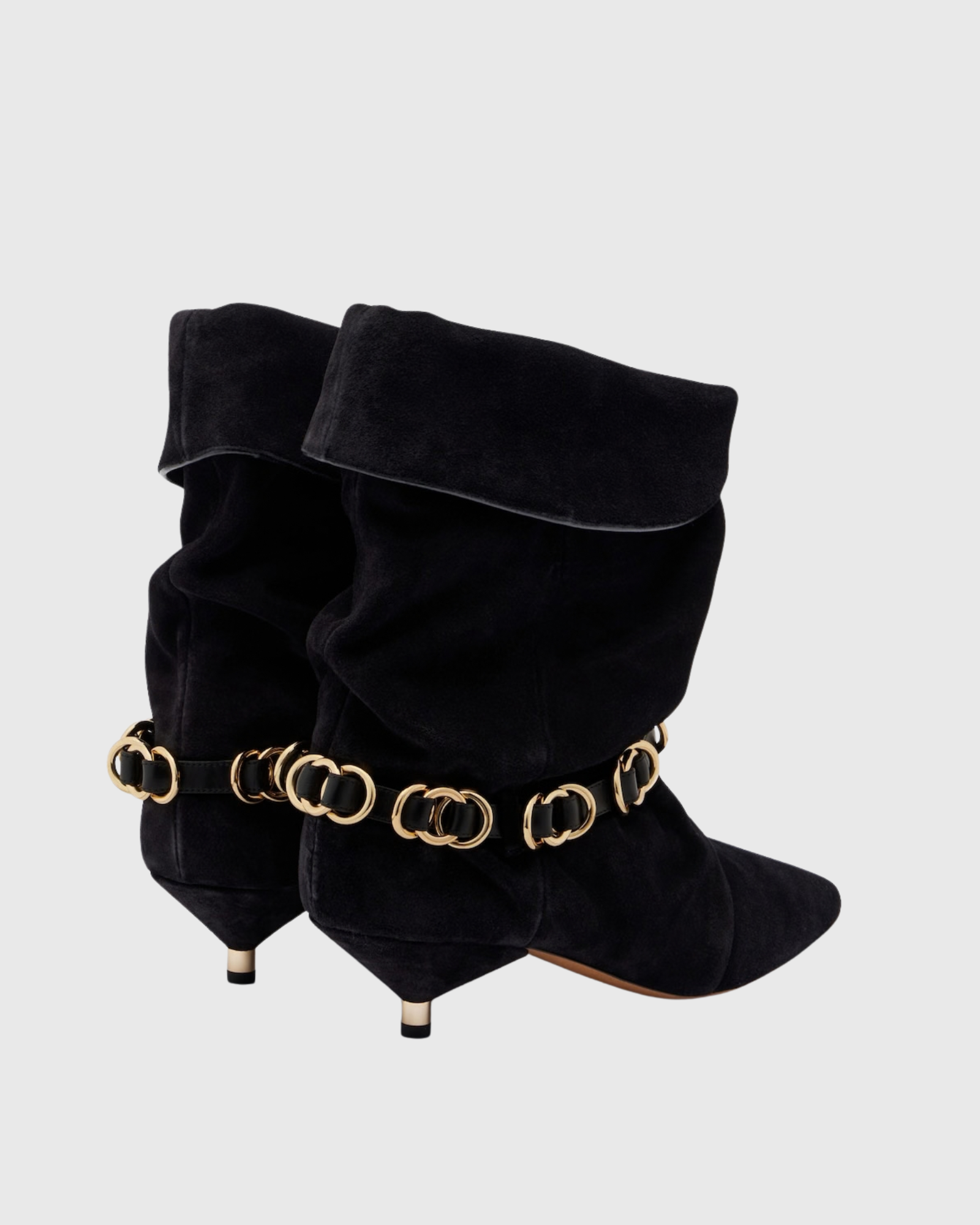 Vivian Metal Chain Ankle Boots In Black