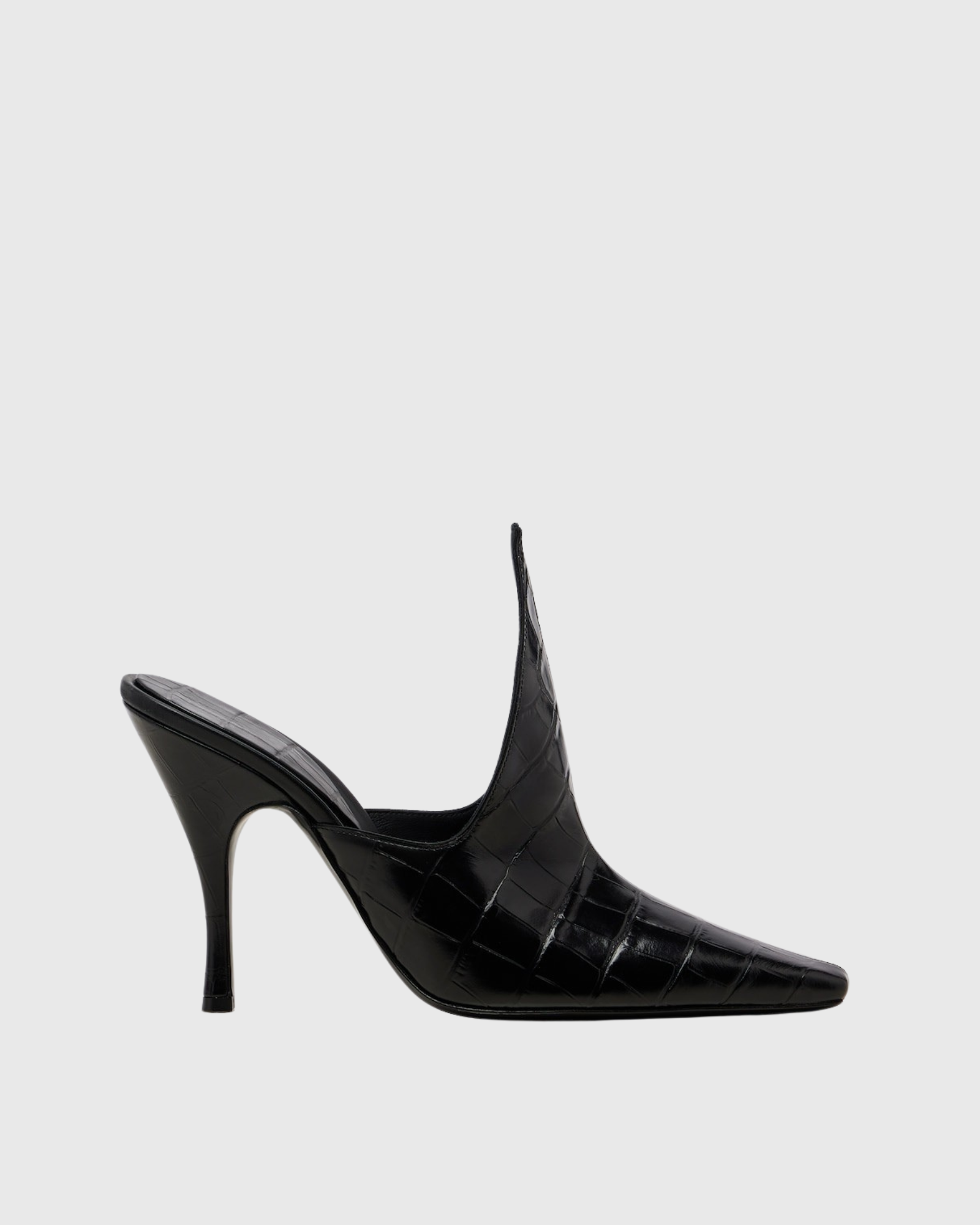 Nəfəs Crocodile Print Mules In Black