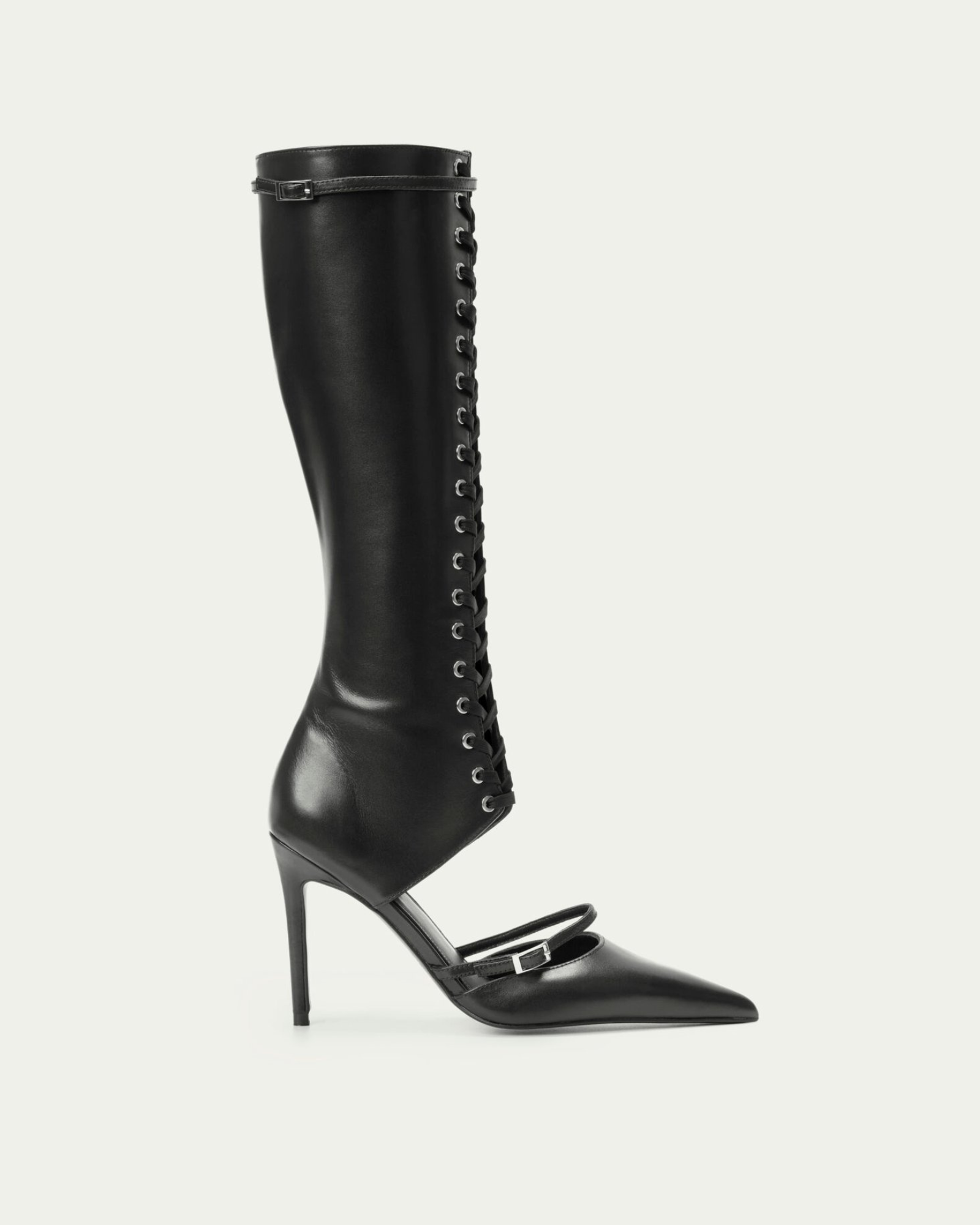 Najla Lace Up Pointed Toe Knee High Boots