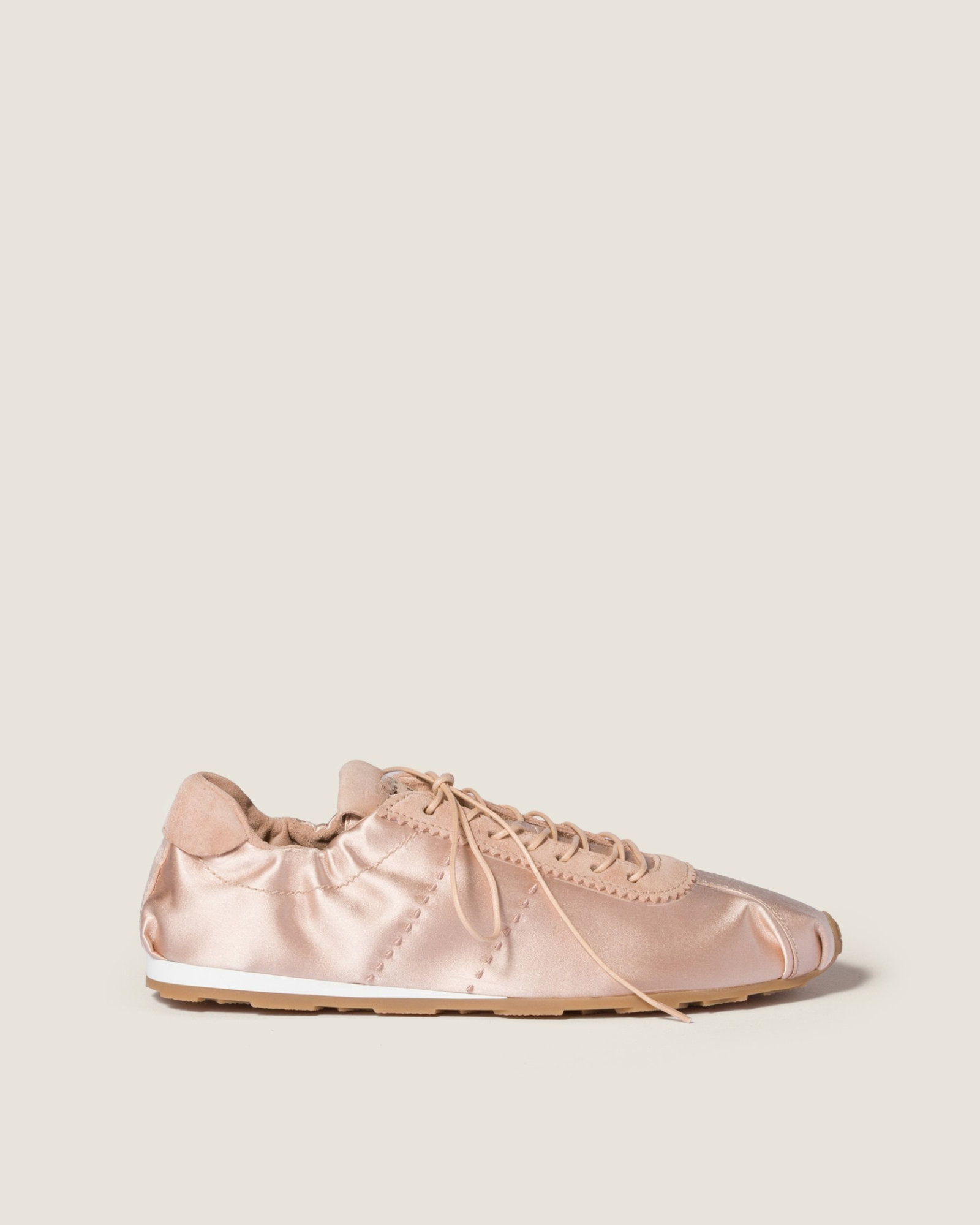 Justa Lace Up Satin Ballet Sneakers In Pink