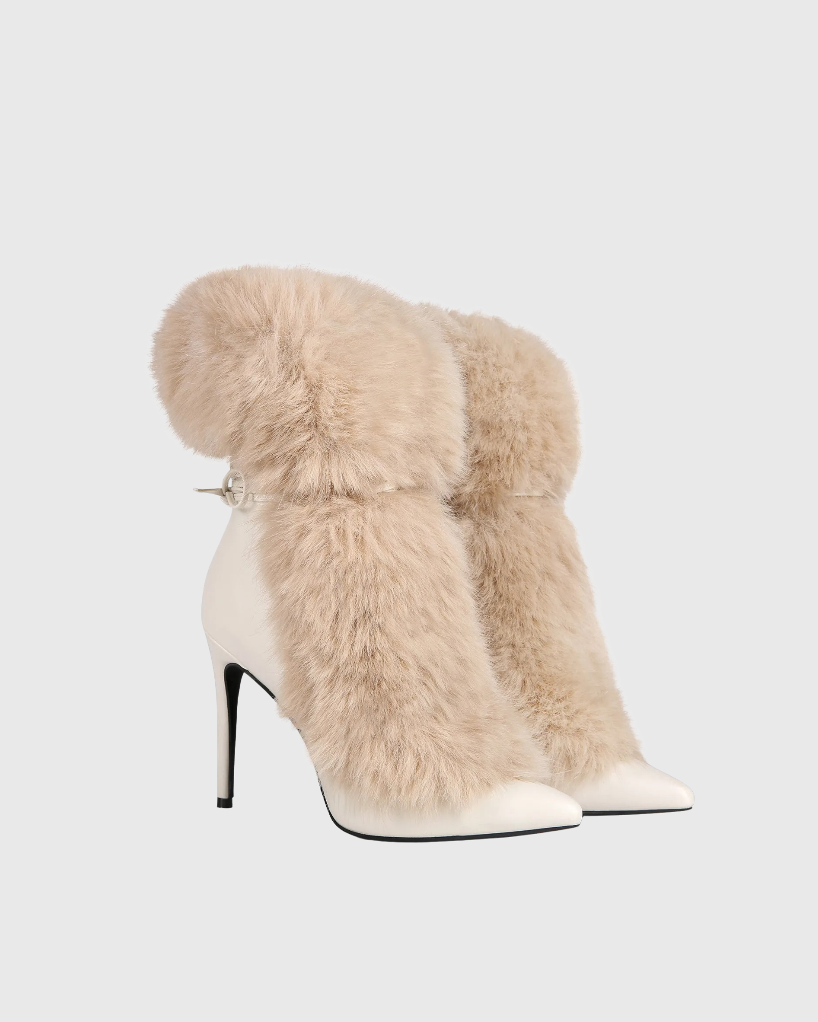 Larisa Faux Fur Ankle Boots In White