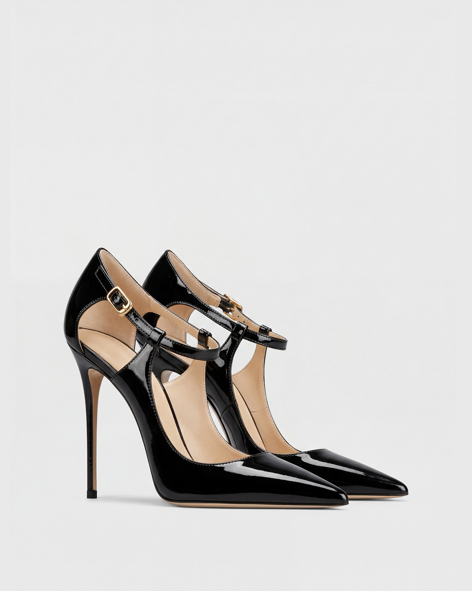 Fern Side Cut Leather Pumps In Black