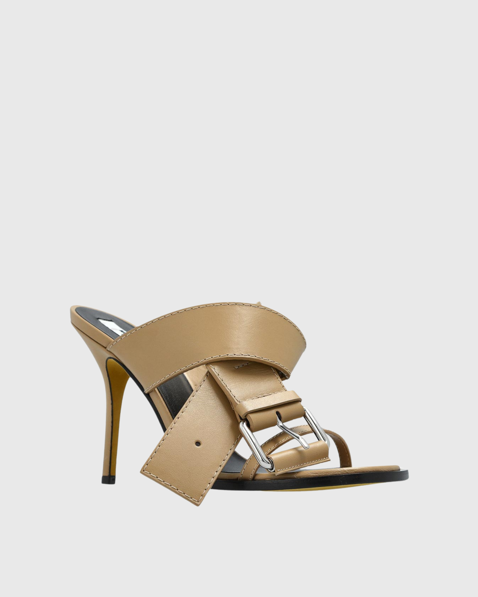 Luise Buckle Strap Mules In Beige