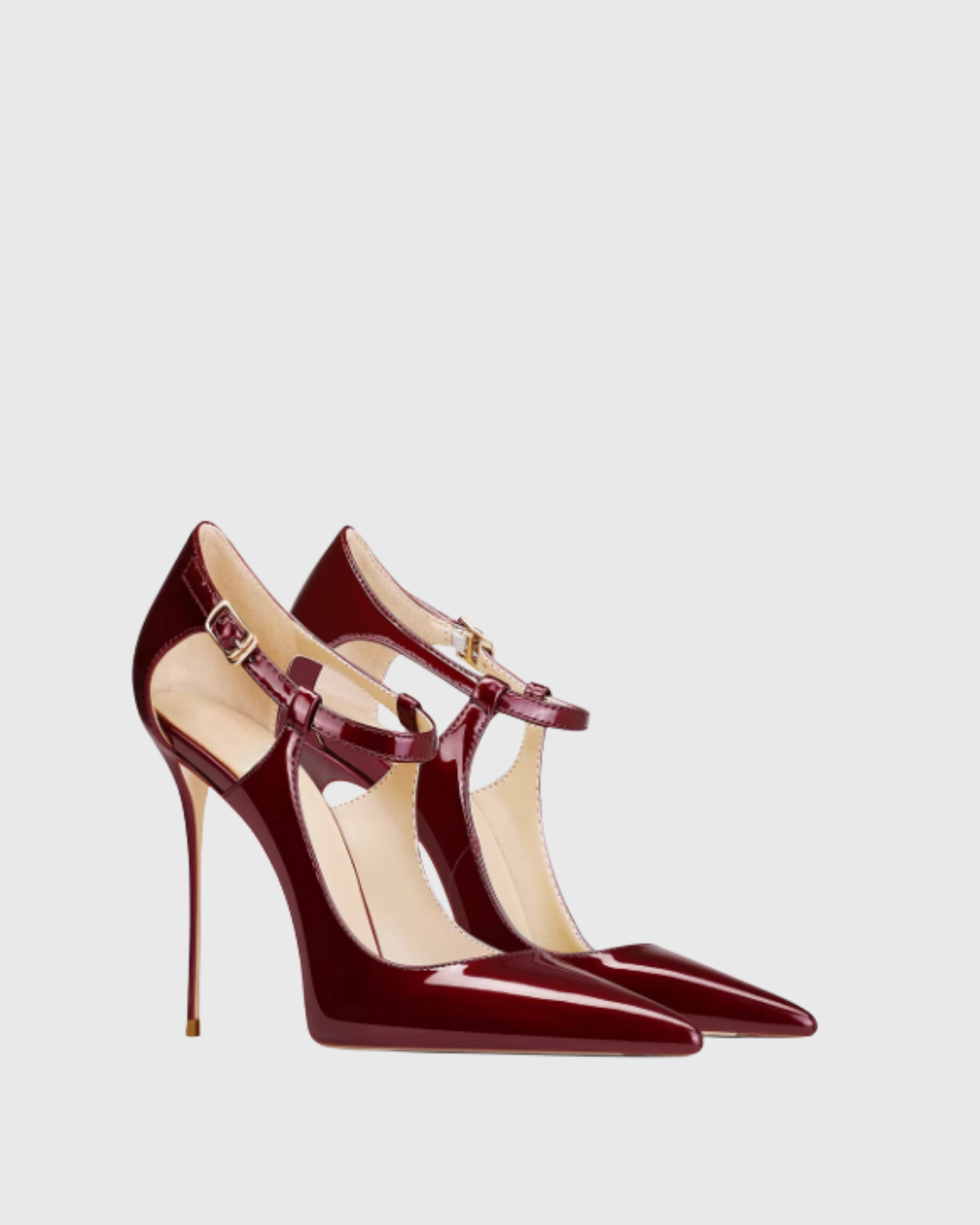 Fern Side Cut Leather Pumps In Red