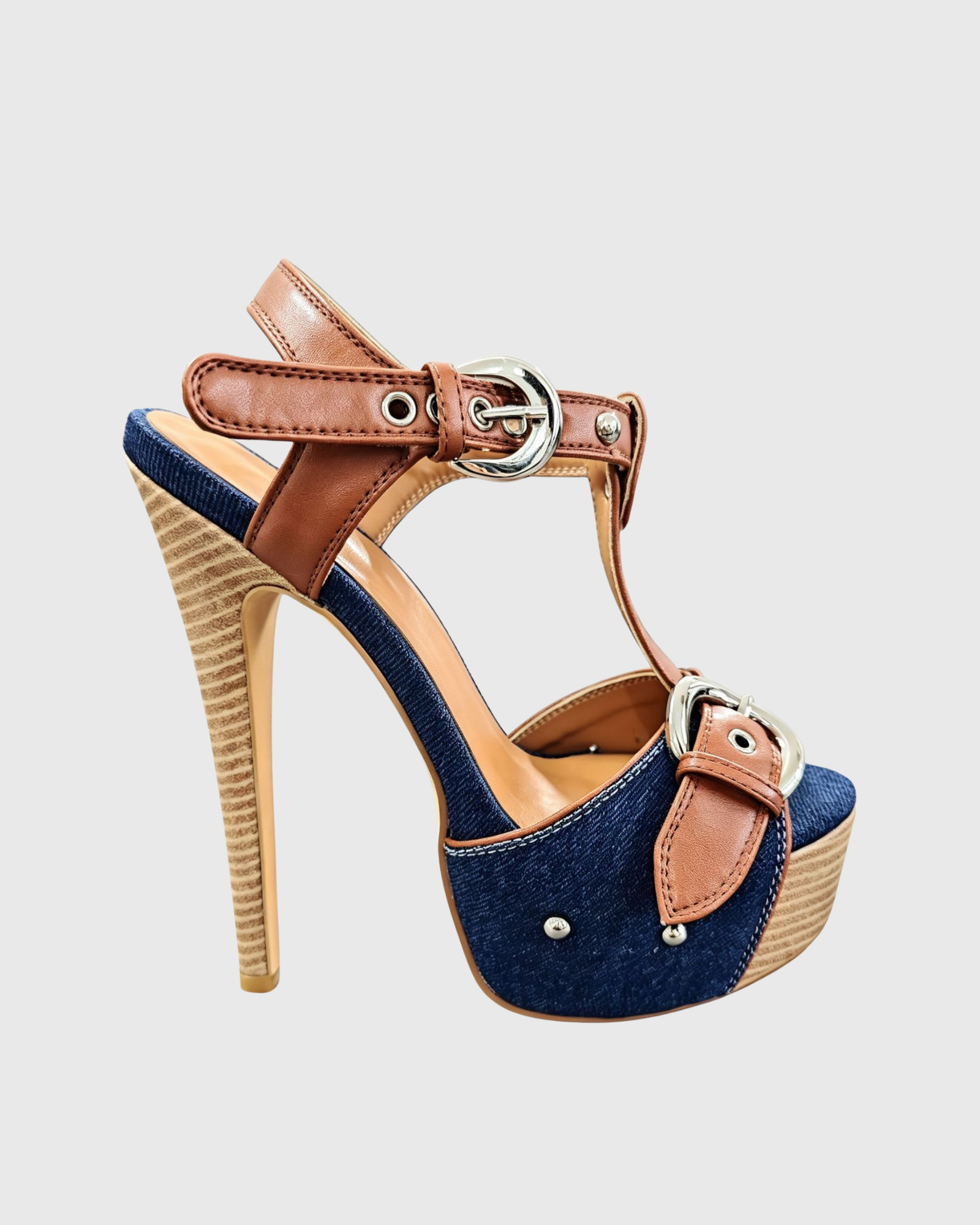 Nacera Colorblock Buckle Strap Platform Sandals