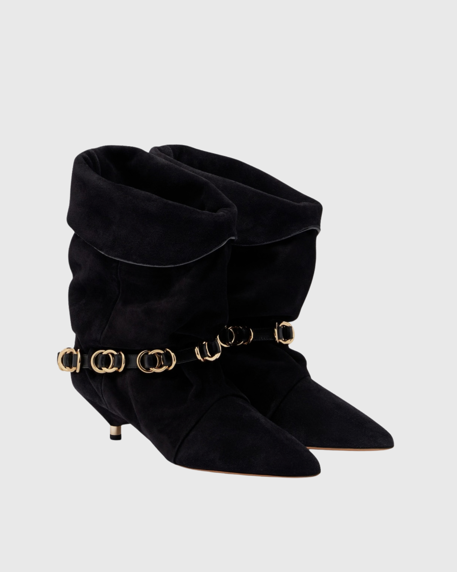 Vivian Metal Chain Ankle Boots In Black