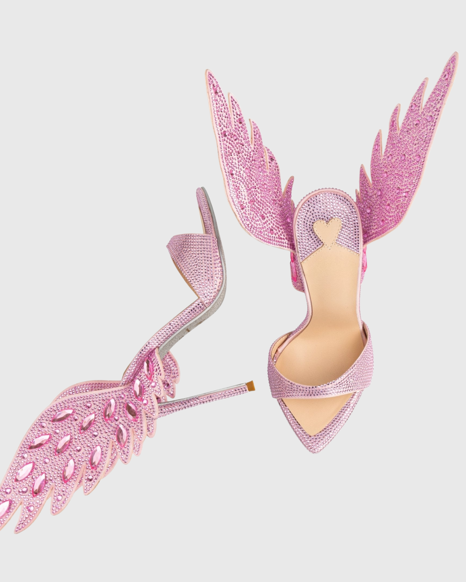 Nadja Rhinestone Wing Mules In Pink