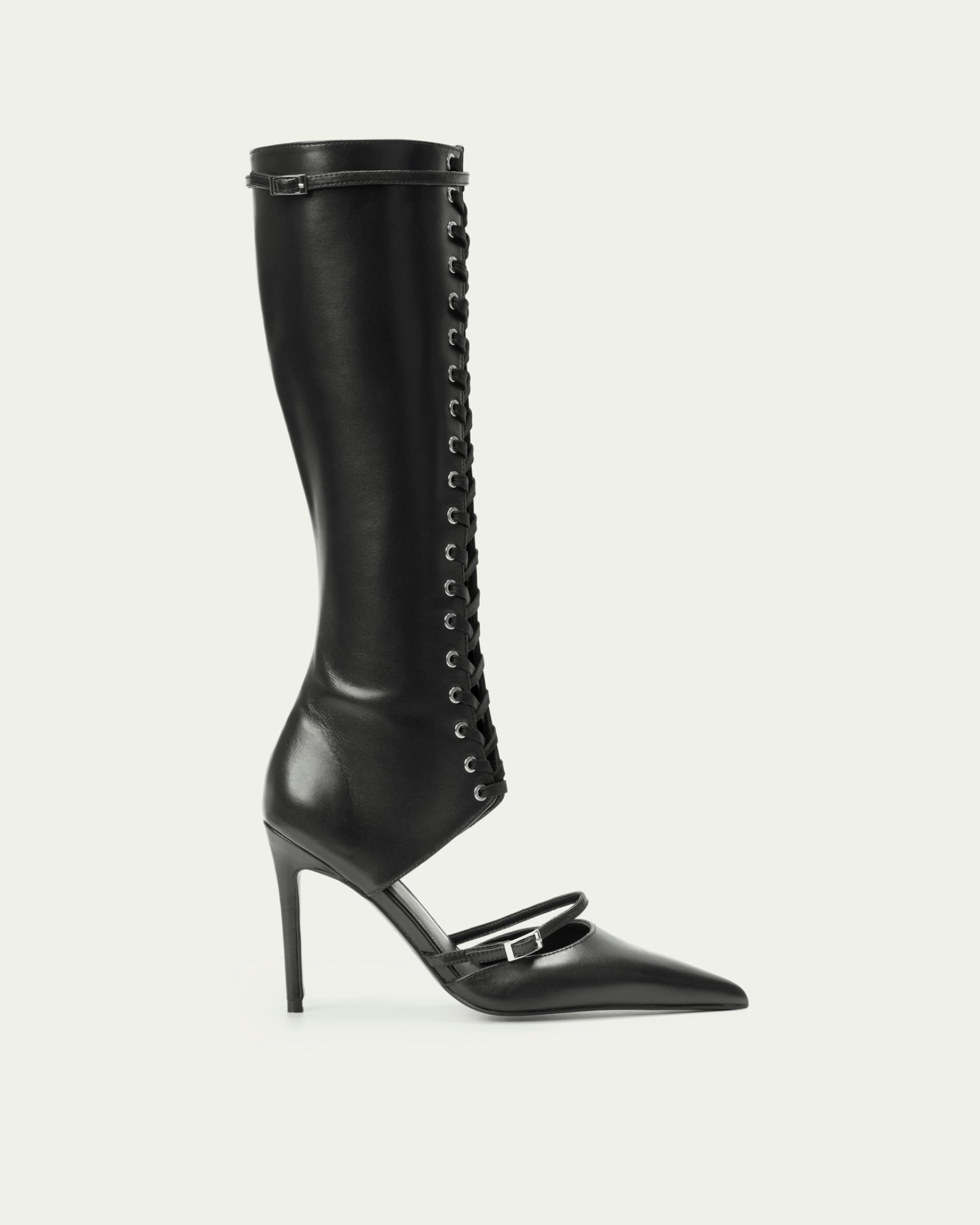 Najla Lace Up Pointed Toe Knee High Boots
