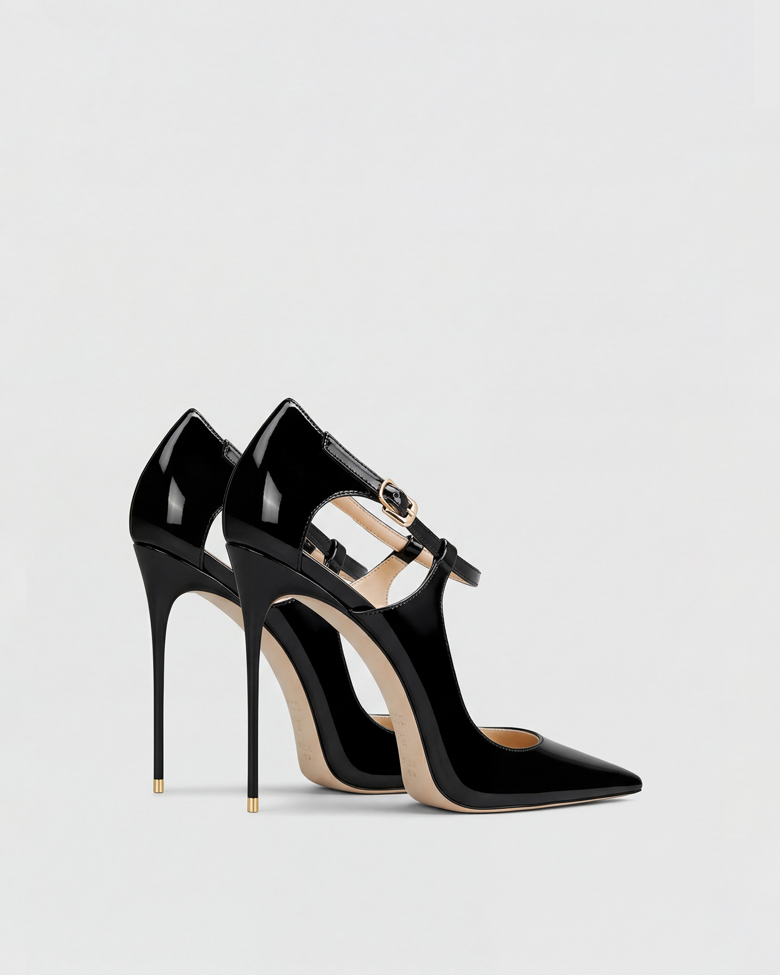 Fern Side Cut Leather Pumps In Black