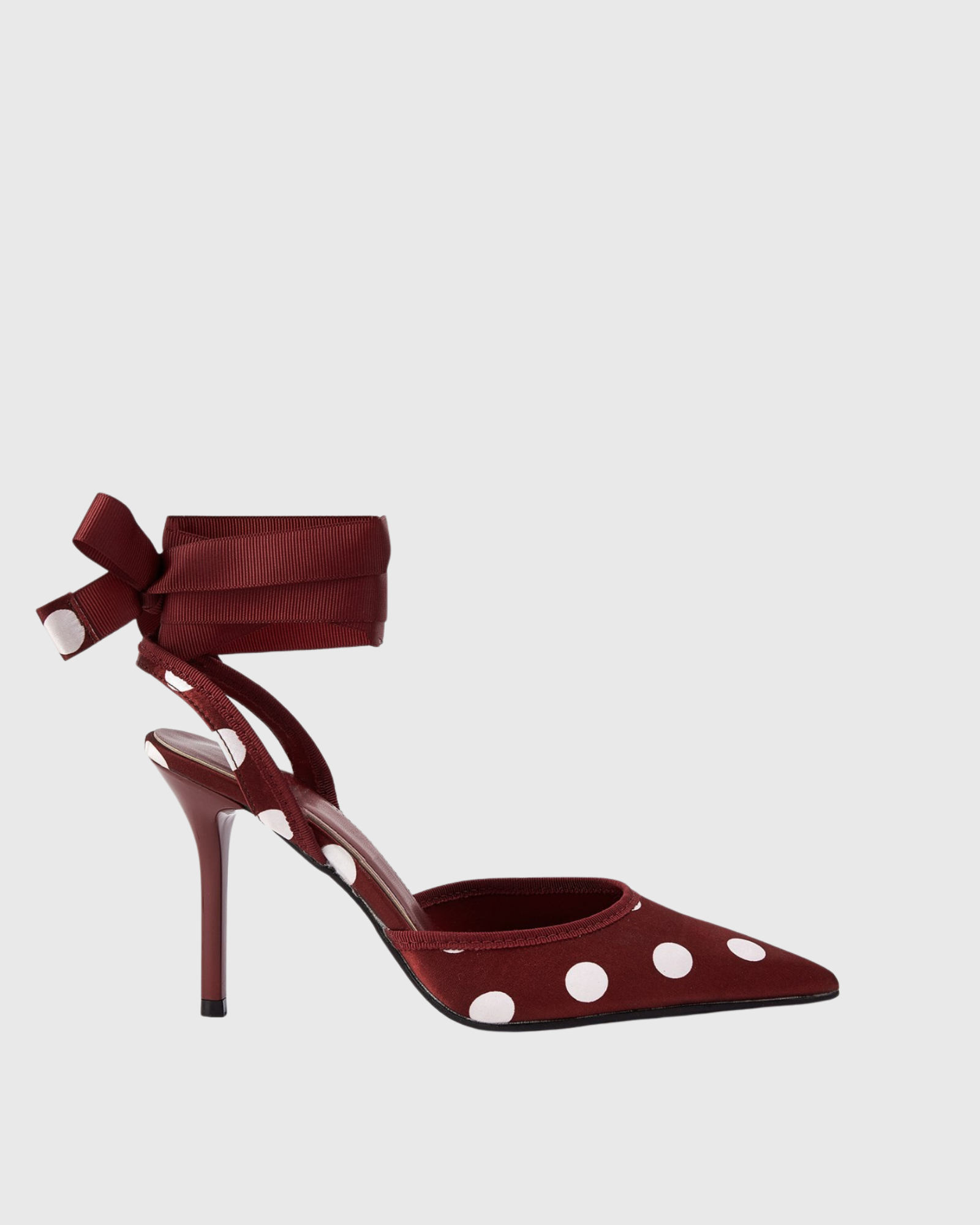 Ishita Polka dots Lace Up Pumps In Wine