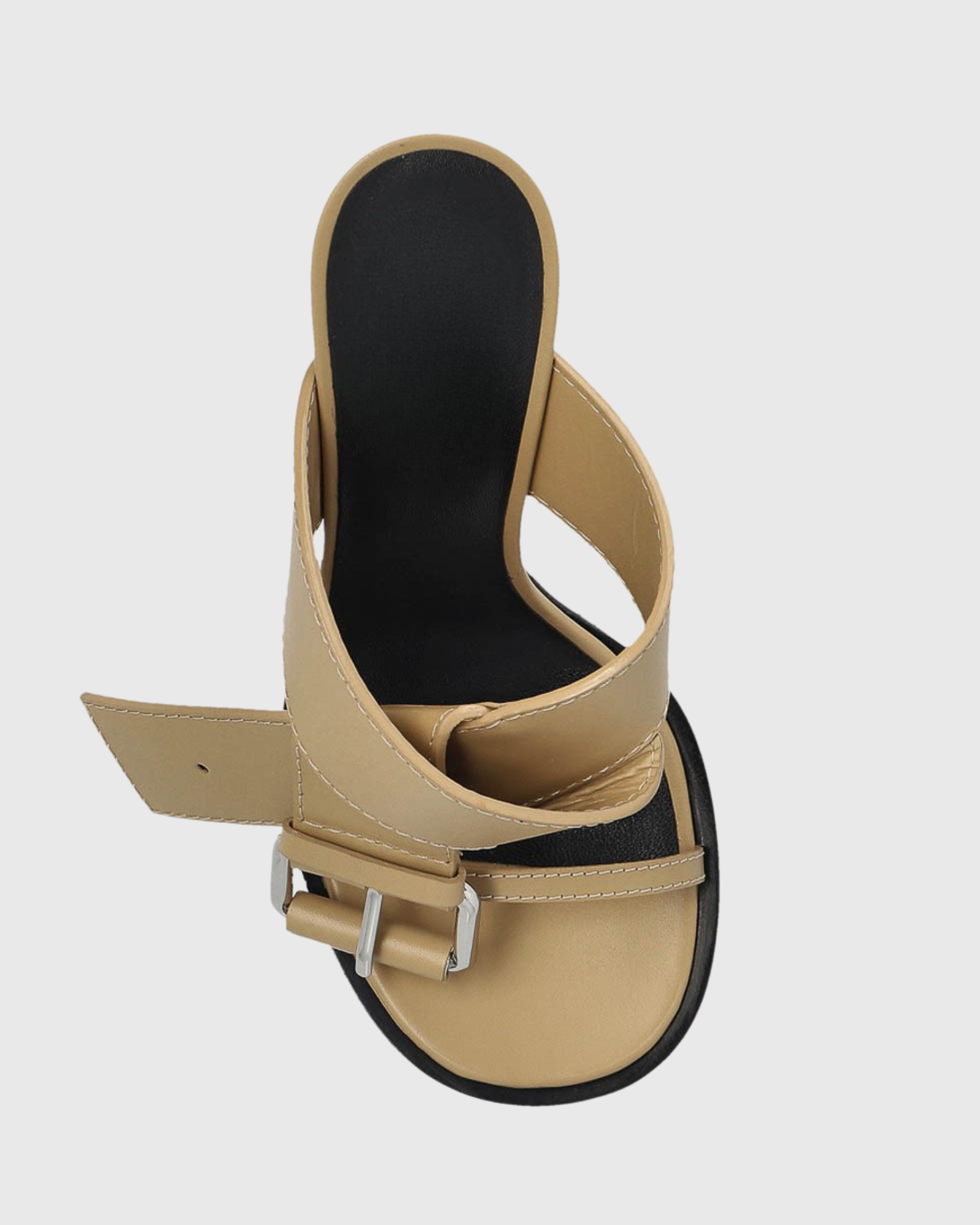 Luise Buckle Strap Mules In Beige