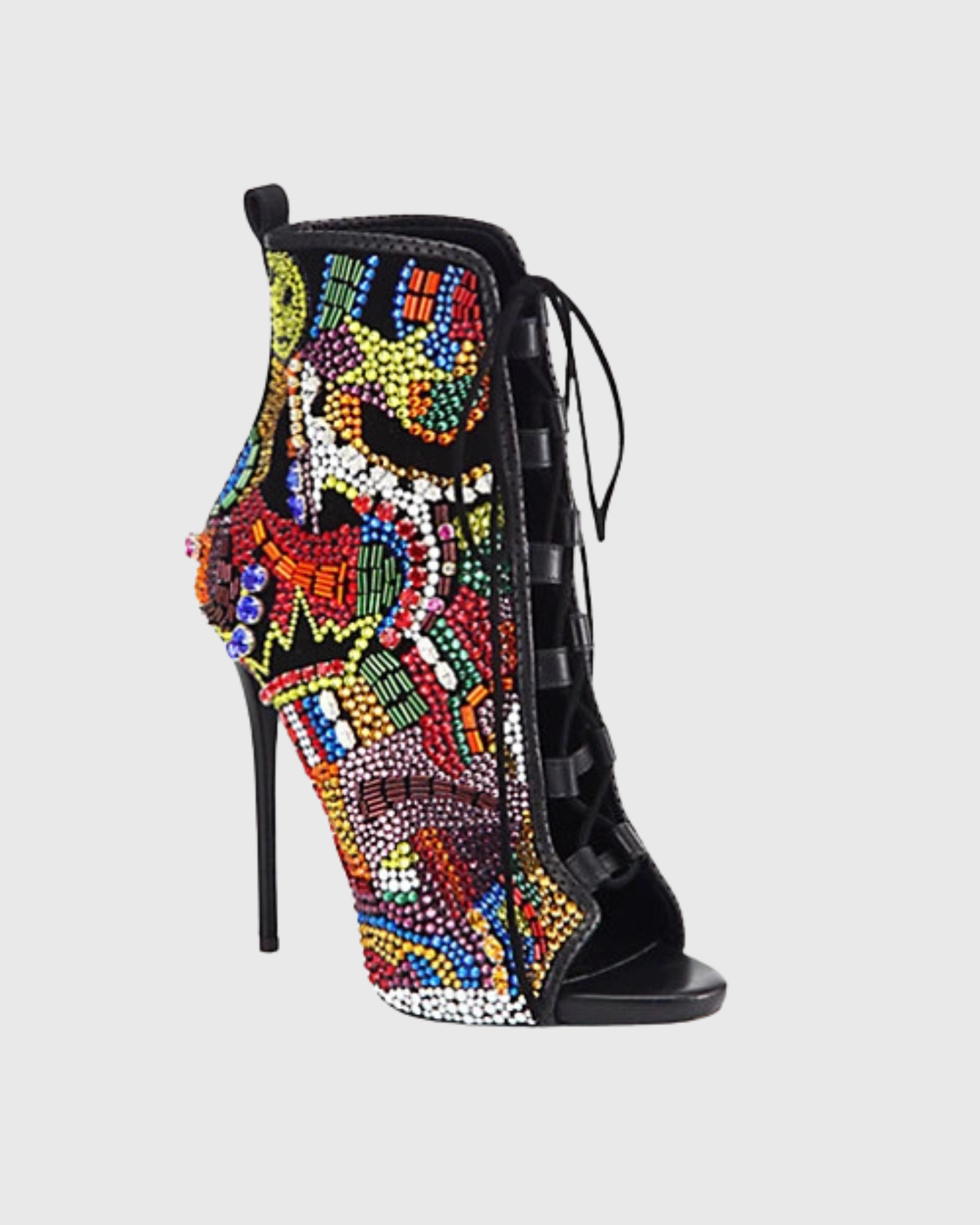 Adaline Rhinestone Pointed Toe Ankle Boots In Black