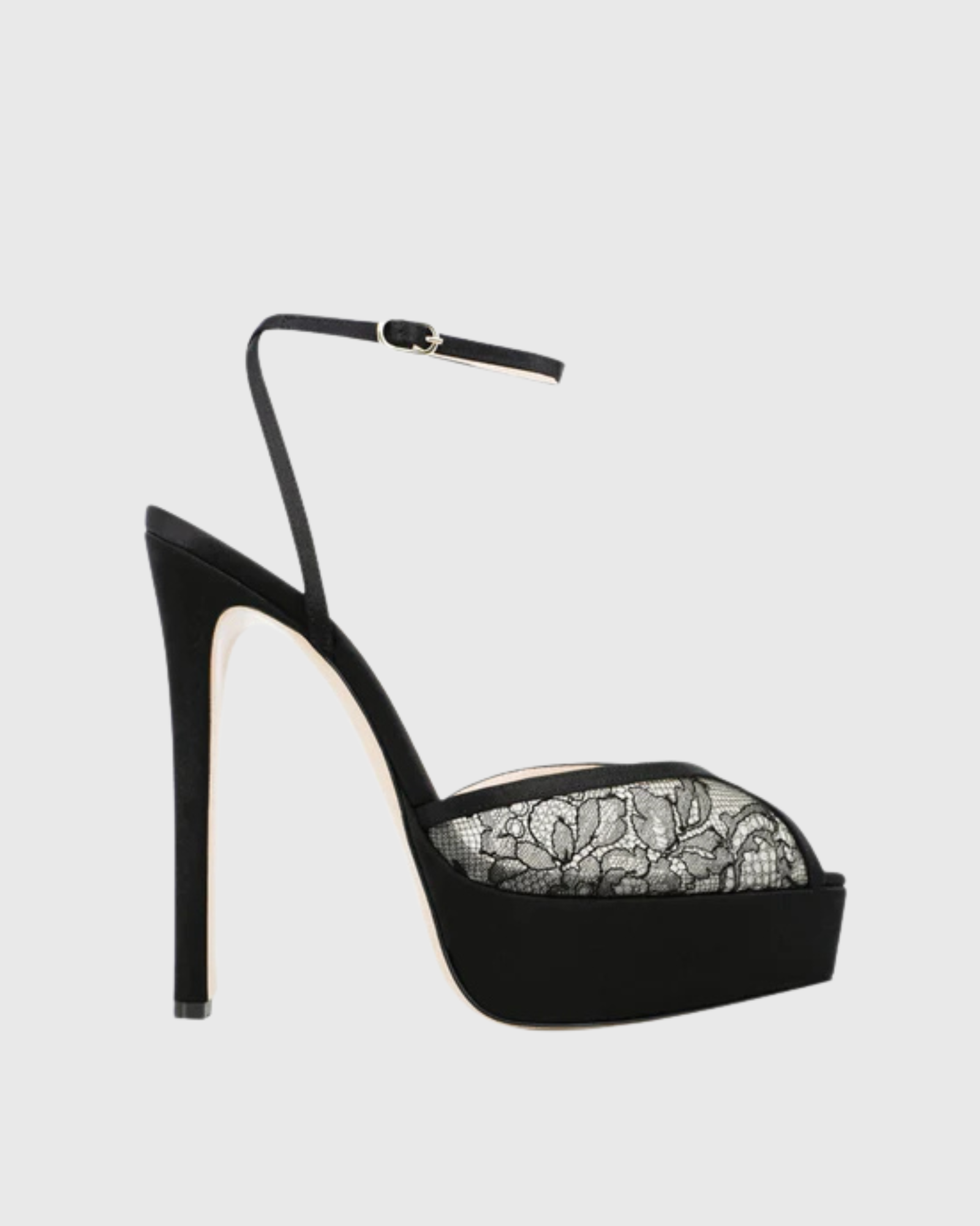 Leena Lace Peep Toe Platform Sandals In Black