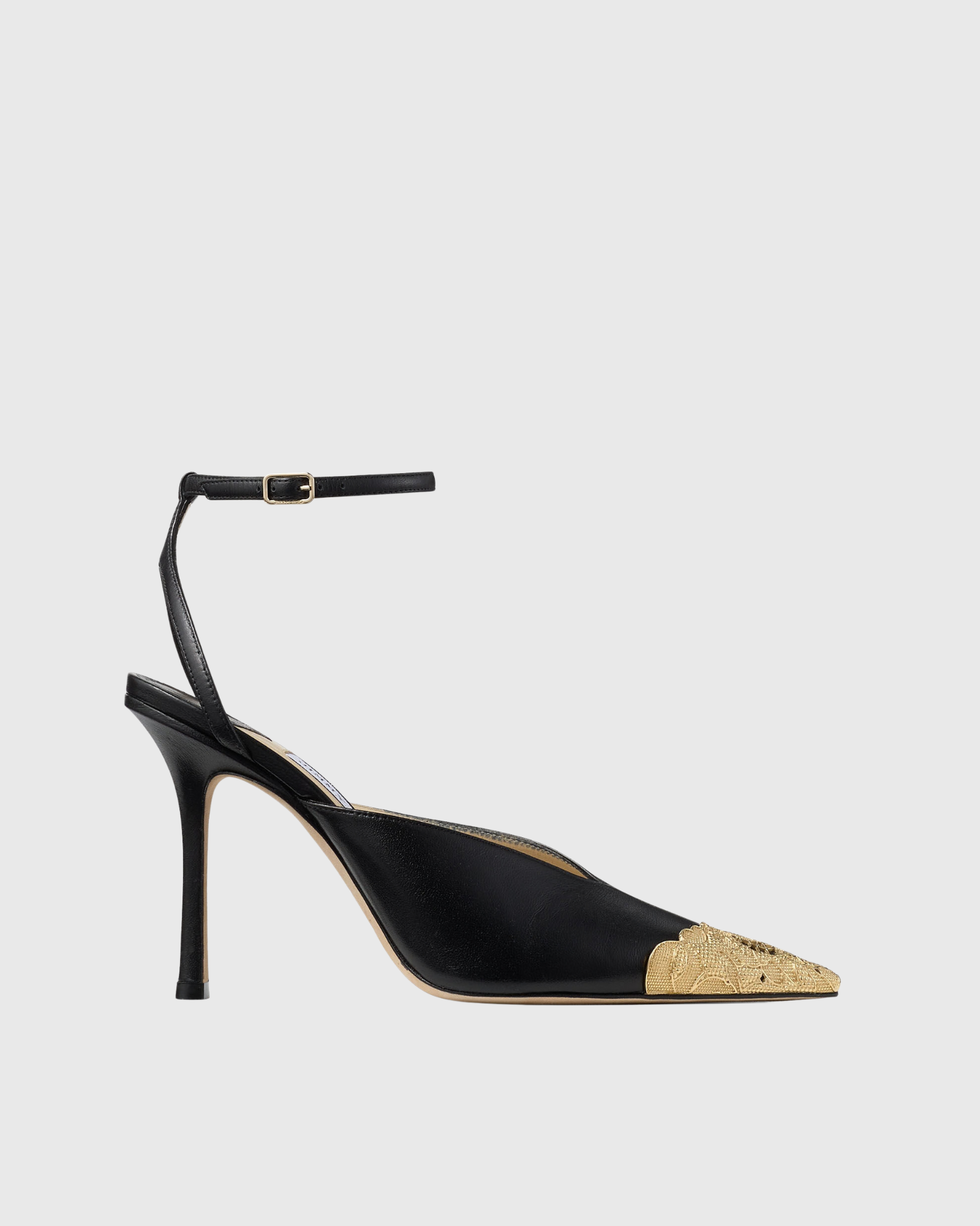 Nadira Metal Toe Strap Pumps In Black