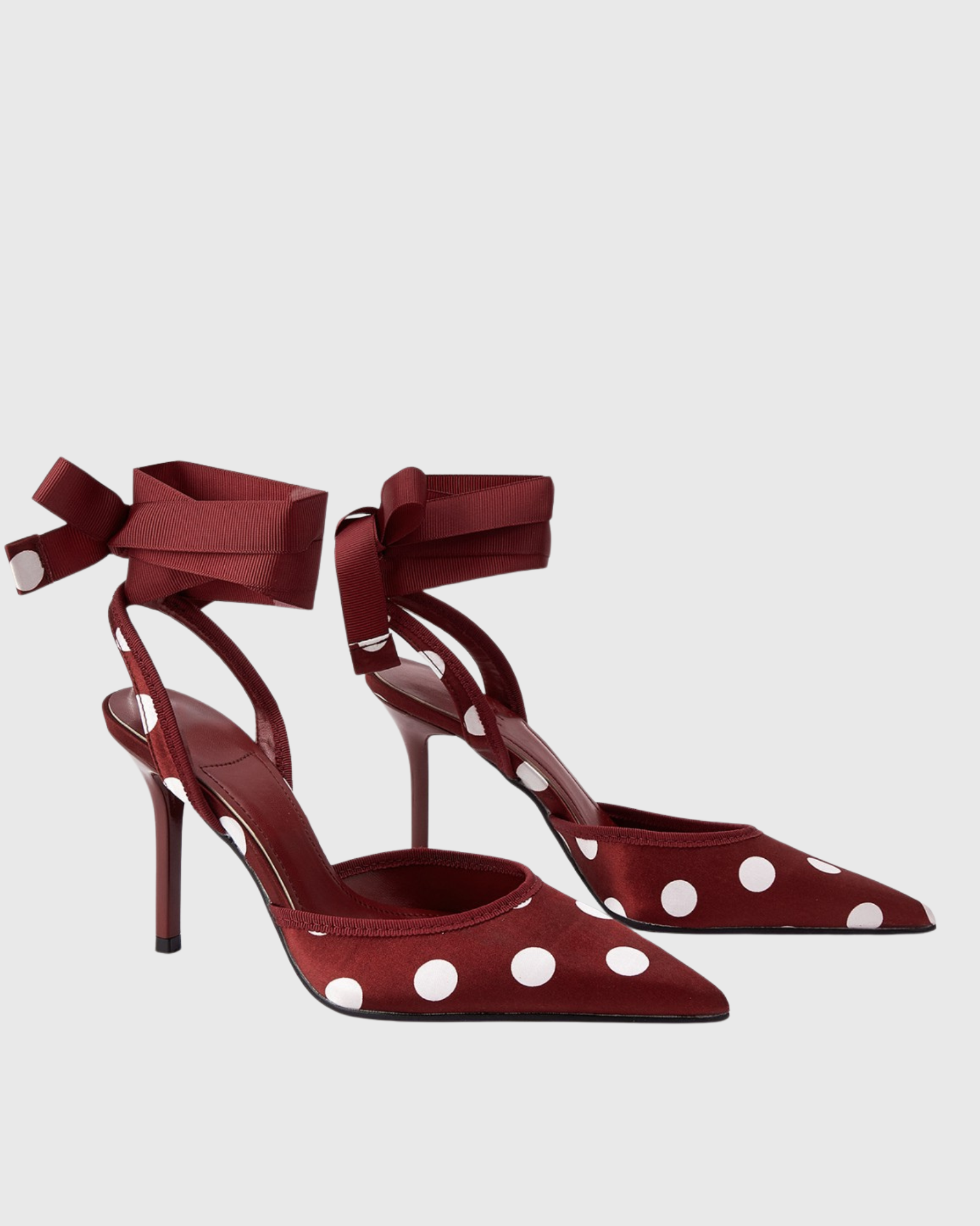 Ishita Polka dots Lace Up Pumps In Wine