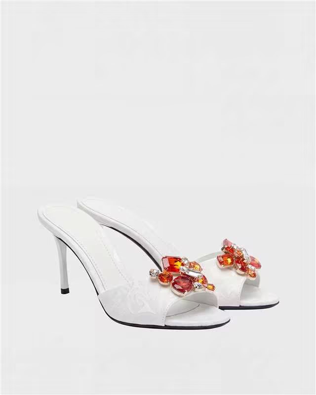 Moe Rhinestone Mules In White·