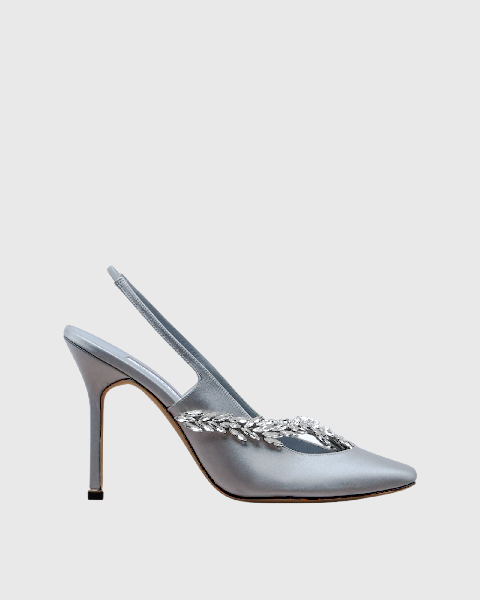 Lomar Rhinestone Satin Slingback Pumps In Baby Blue