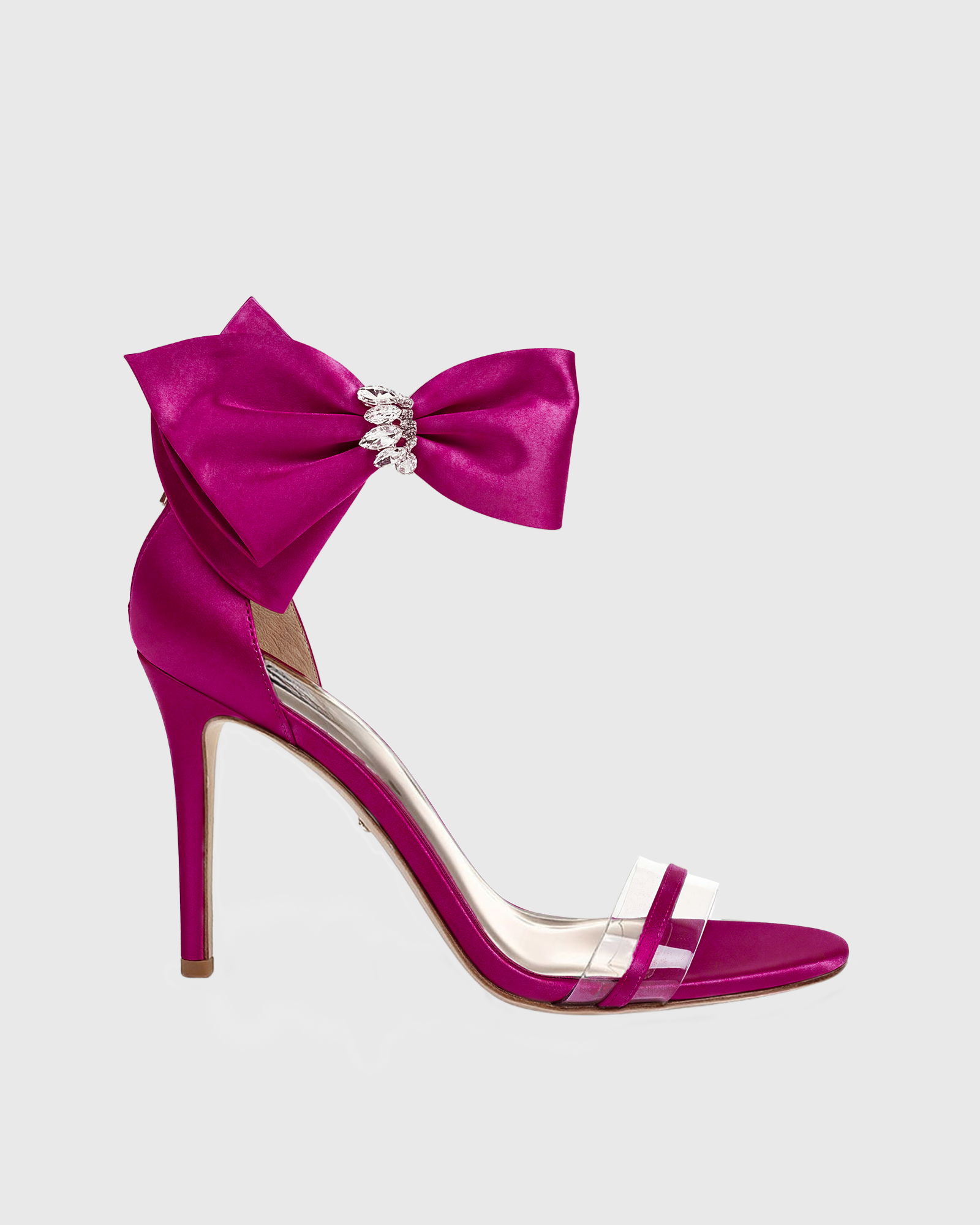 Mikki Bow Strap Satin Sandals In Hot Pink