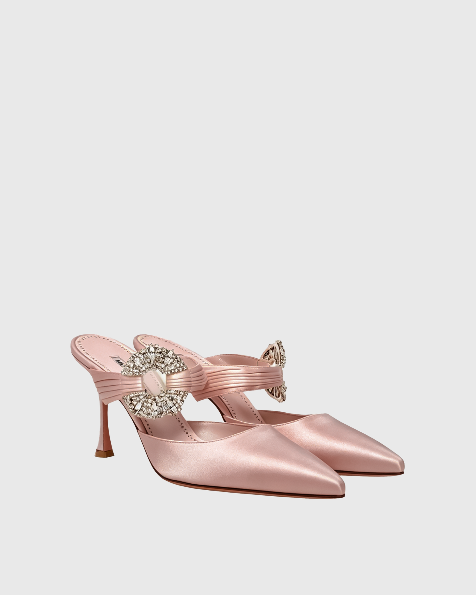 Sasha Diamond Satin Mules In Champagne