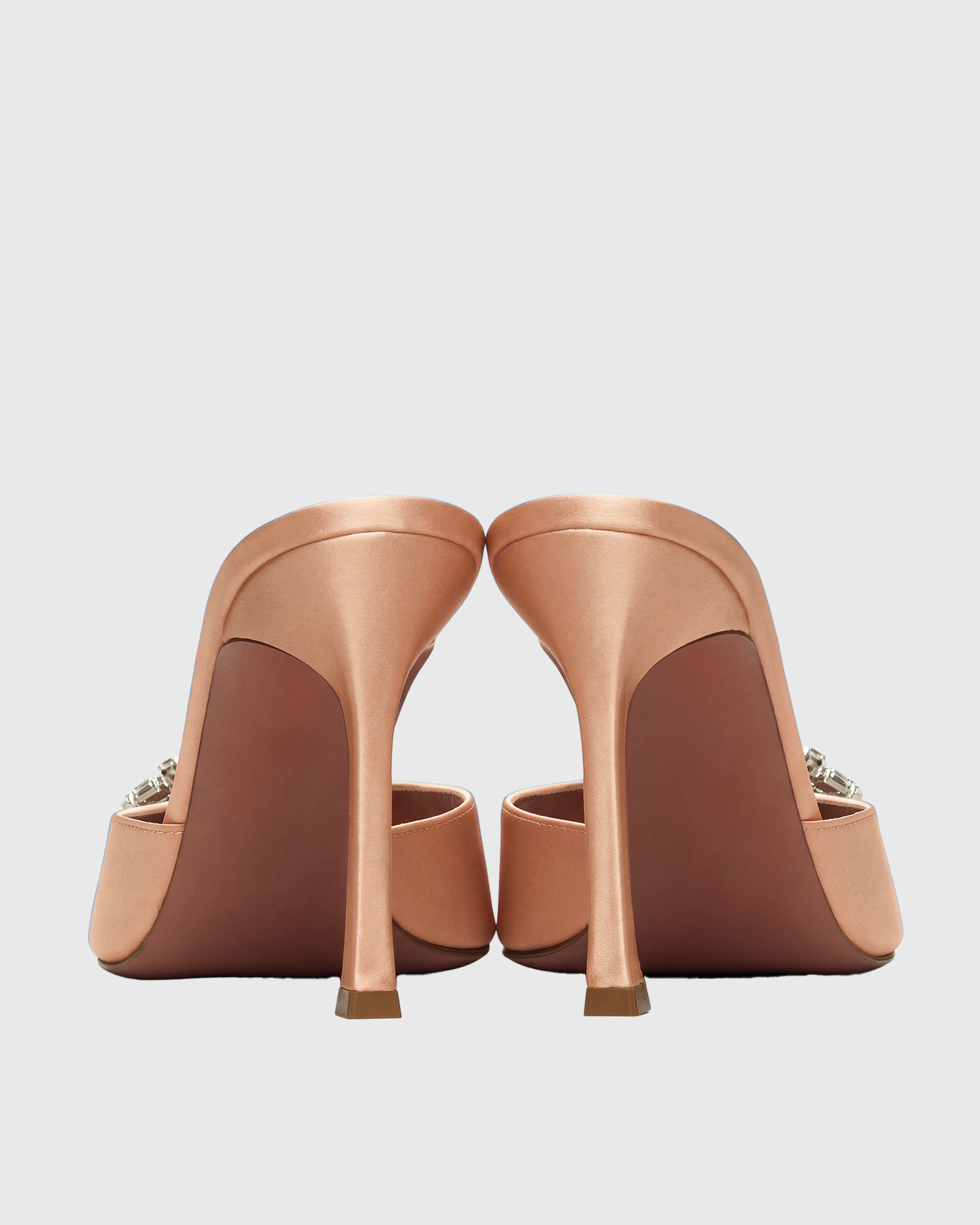 Mwayi Rhinestone Satin Mules In Champagne
