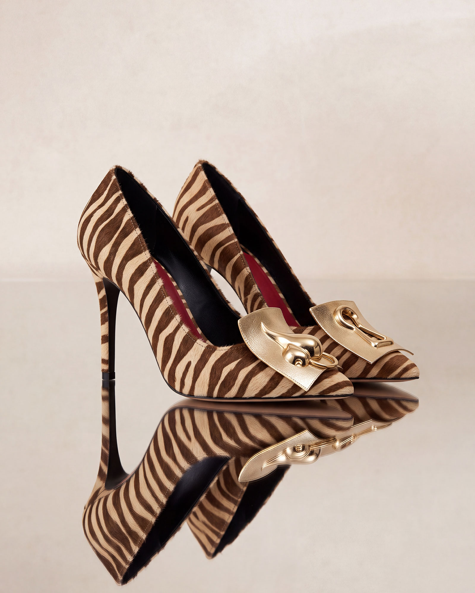 Mercy Zebra Print Hardware Pumps