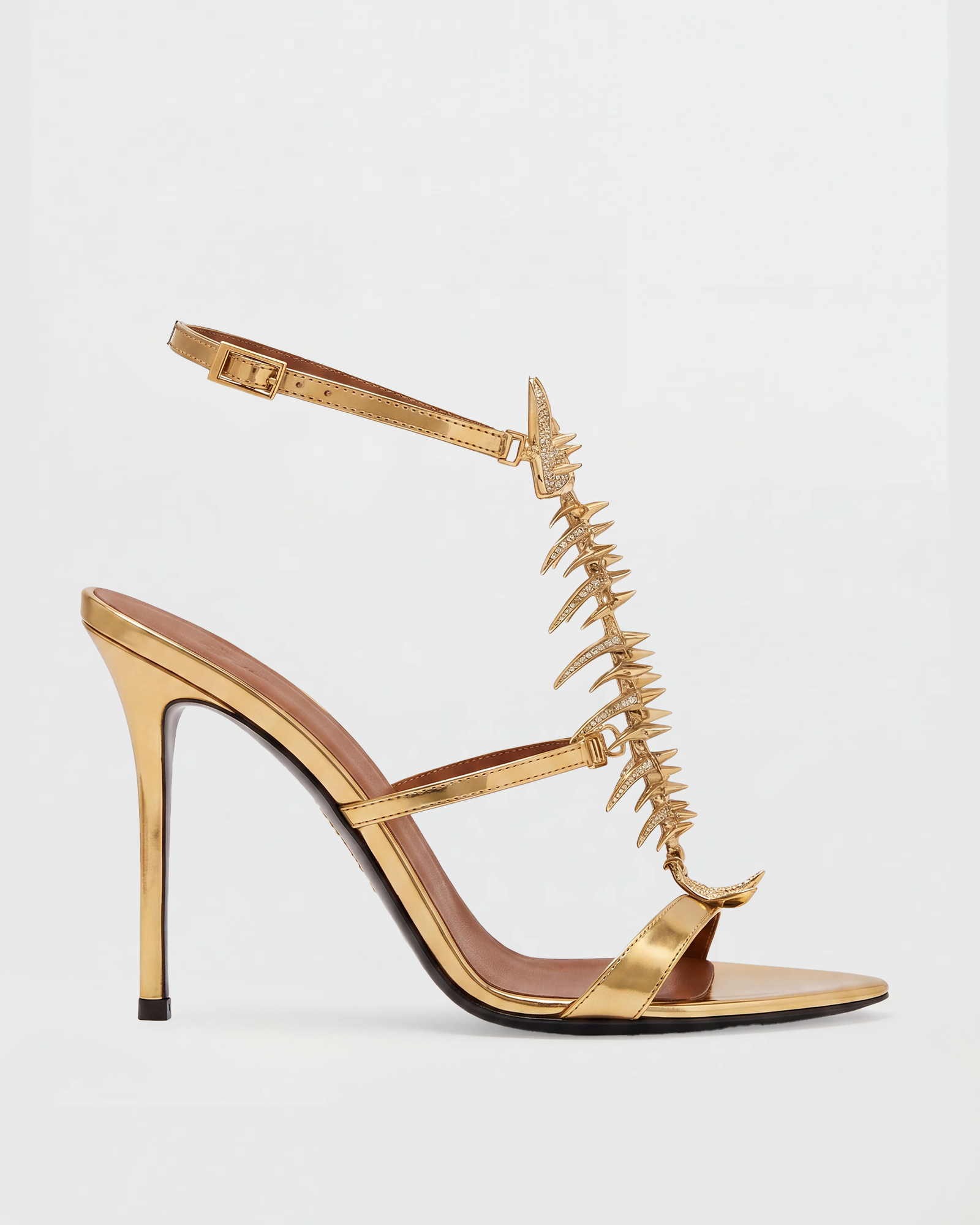 Pia Fish Bone Strap Sandals In Gold