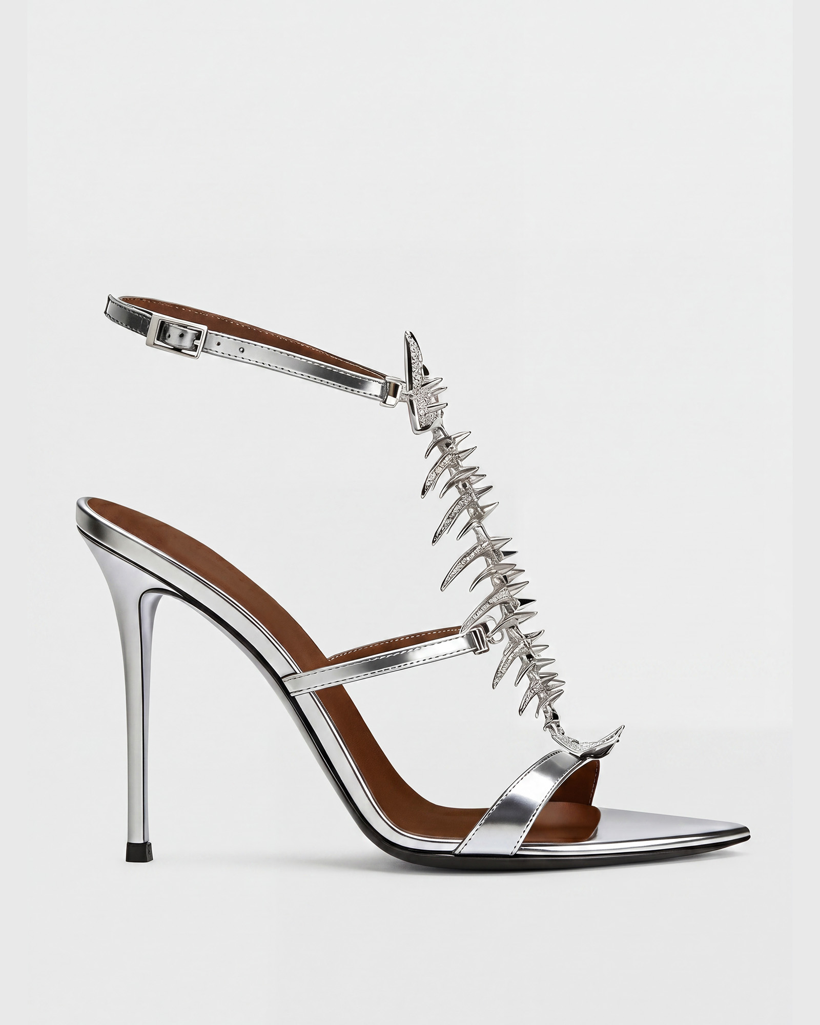 Pia Fish Bone Strap Sandals In Sliver