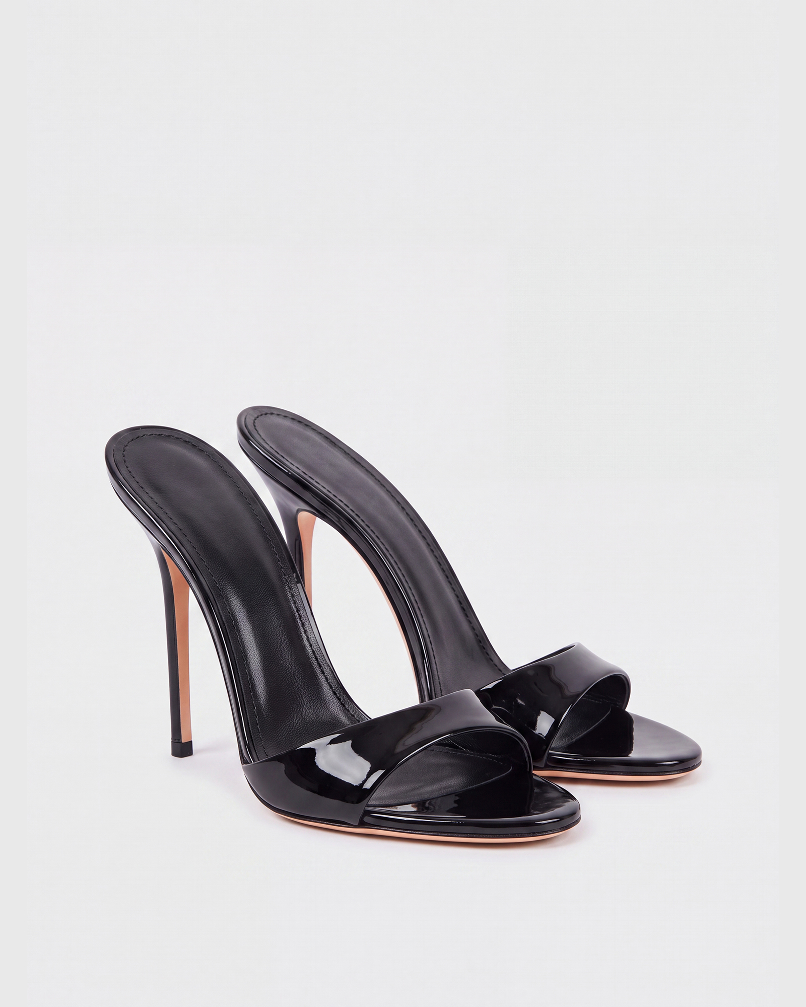Leslie Patent Leather Mules In Black