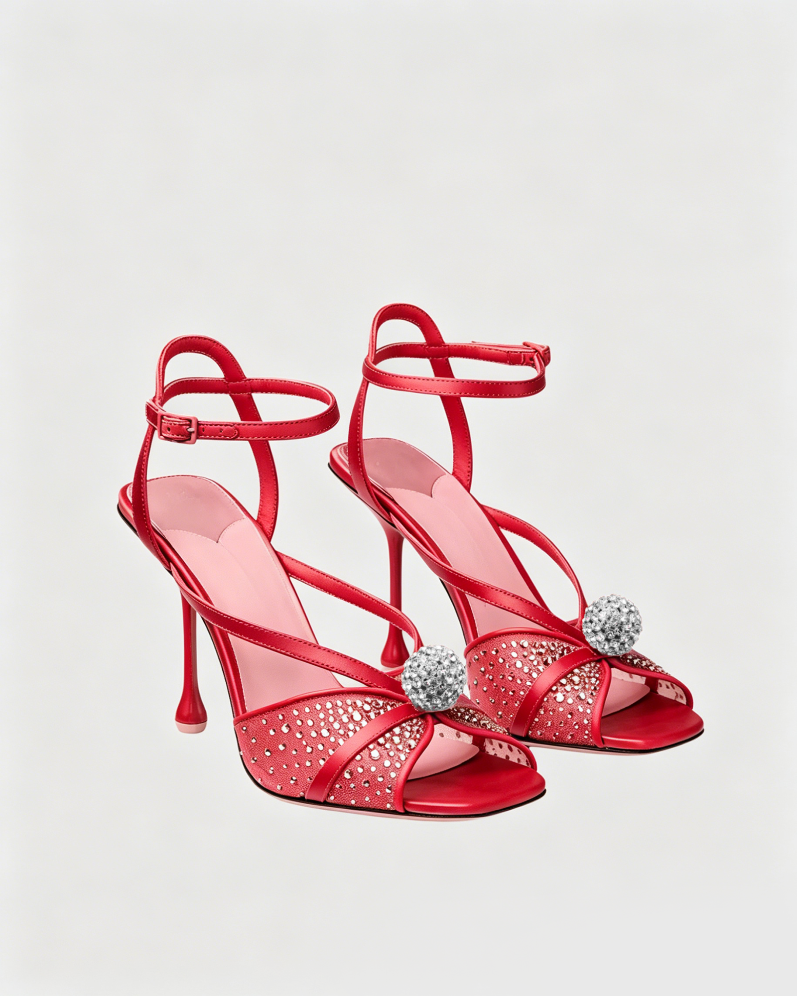 Prescott Rhinestone Mesh Mules In Red