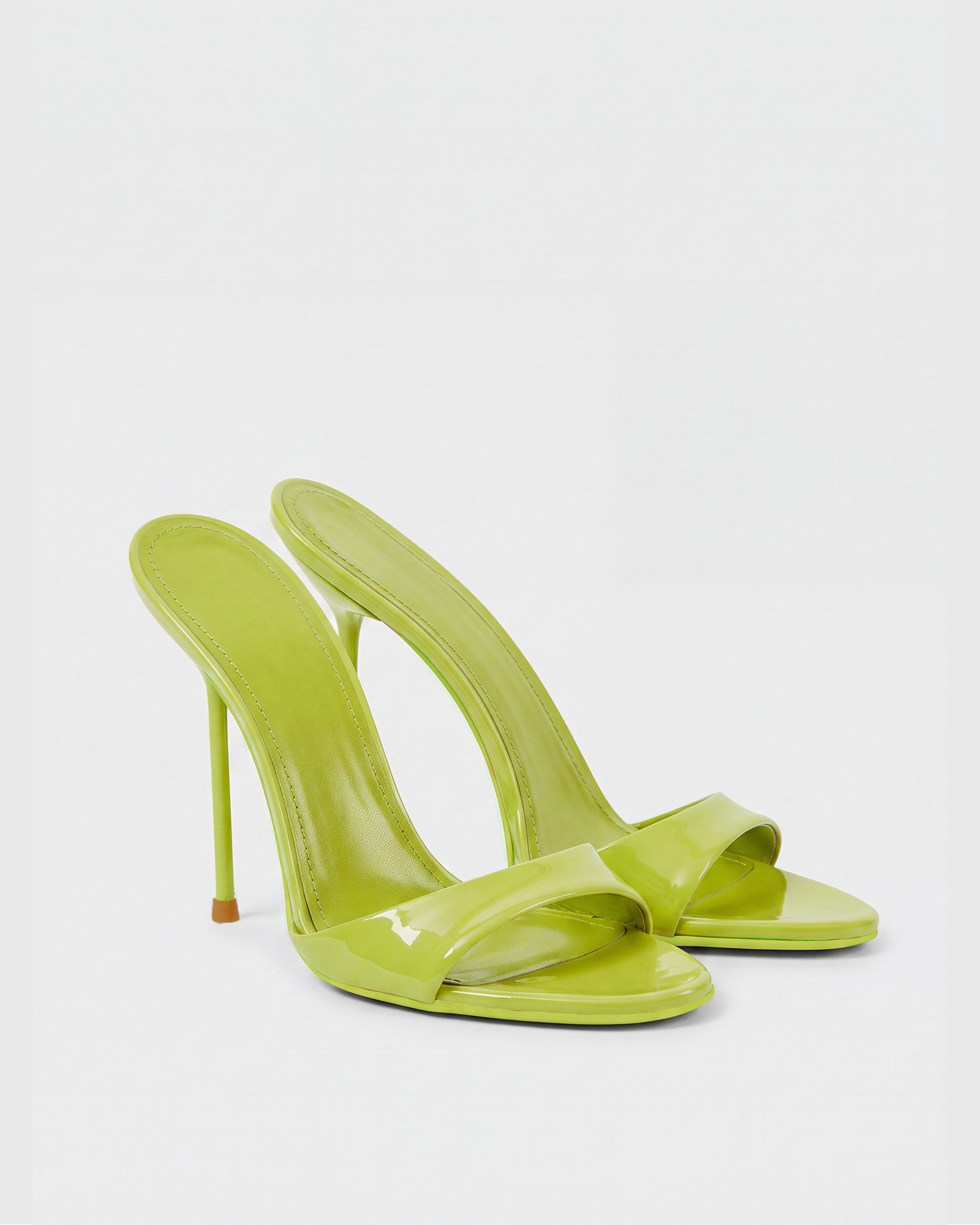  Leslie Patent Leather Mules In Green