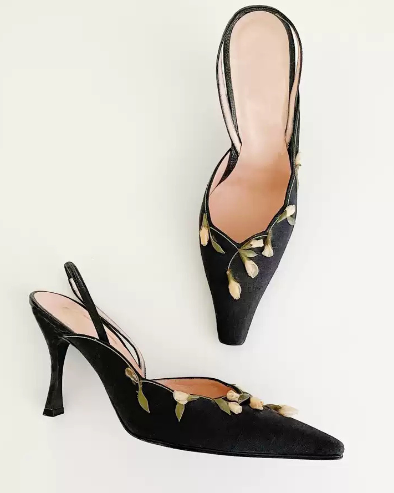 Ilargi  Vintage Floral Slingback Pumps 