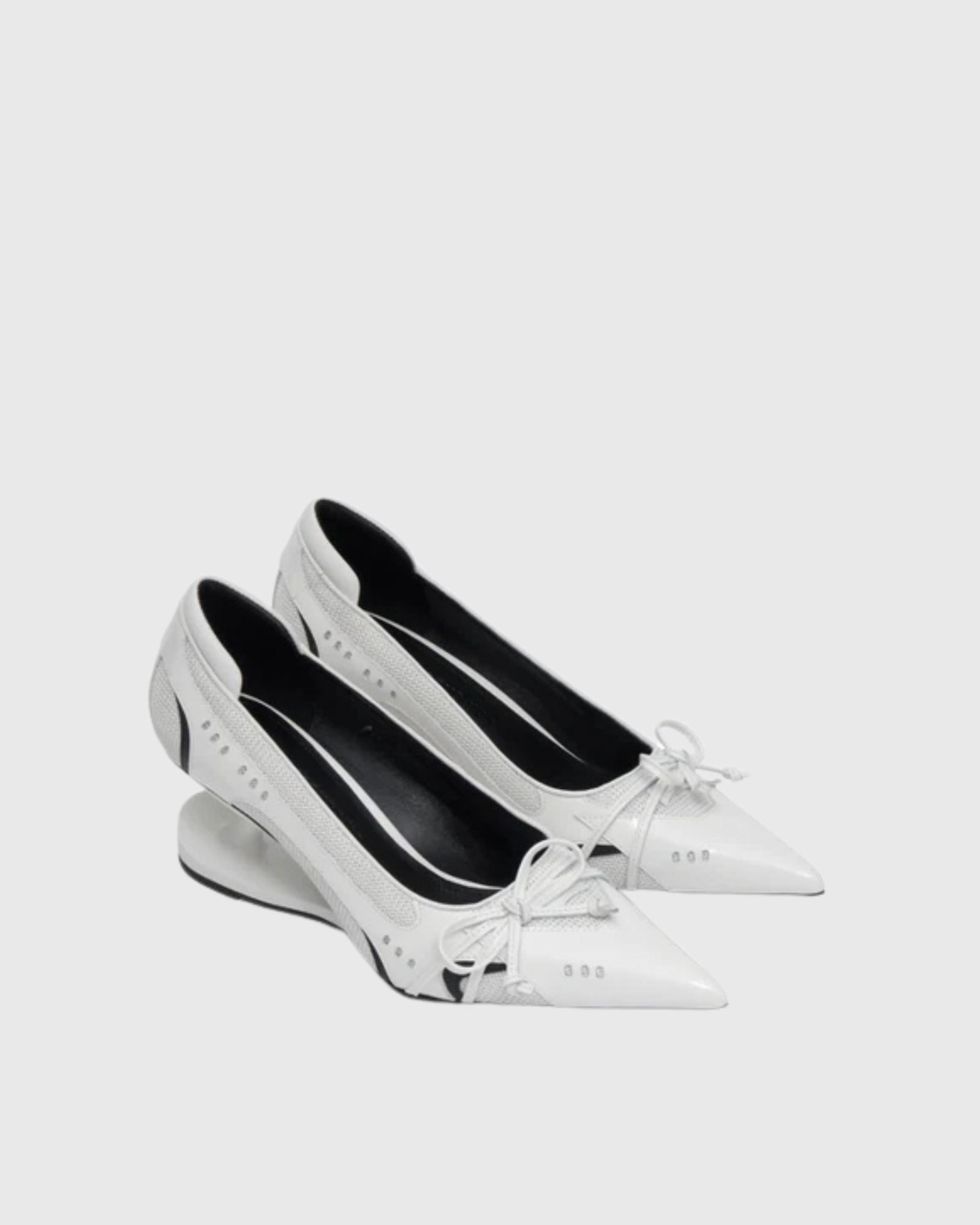 Avah Splicing Bow Sneaker Heels In White