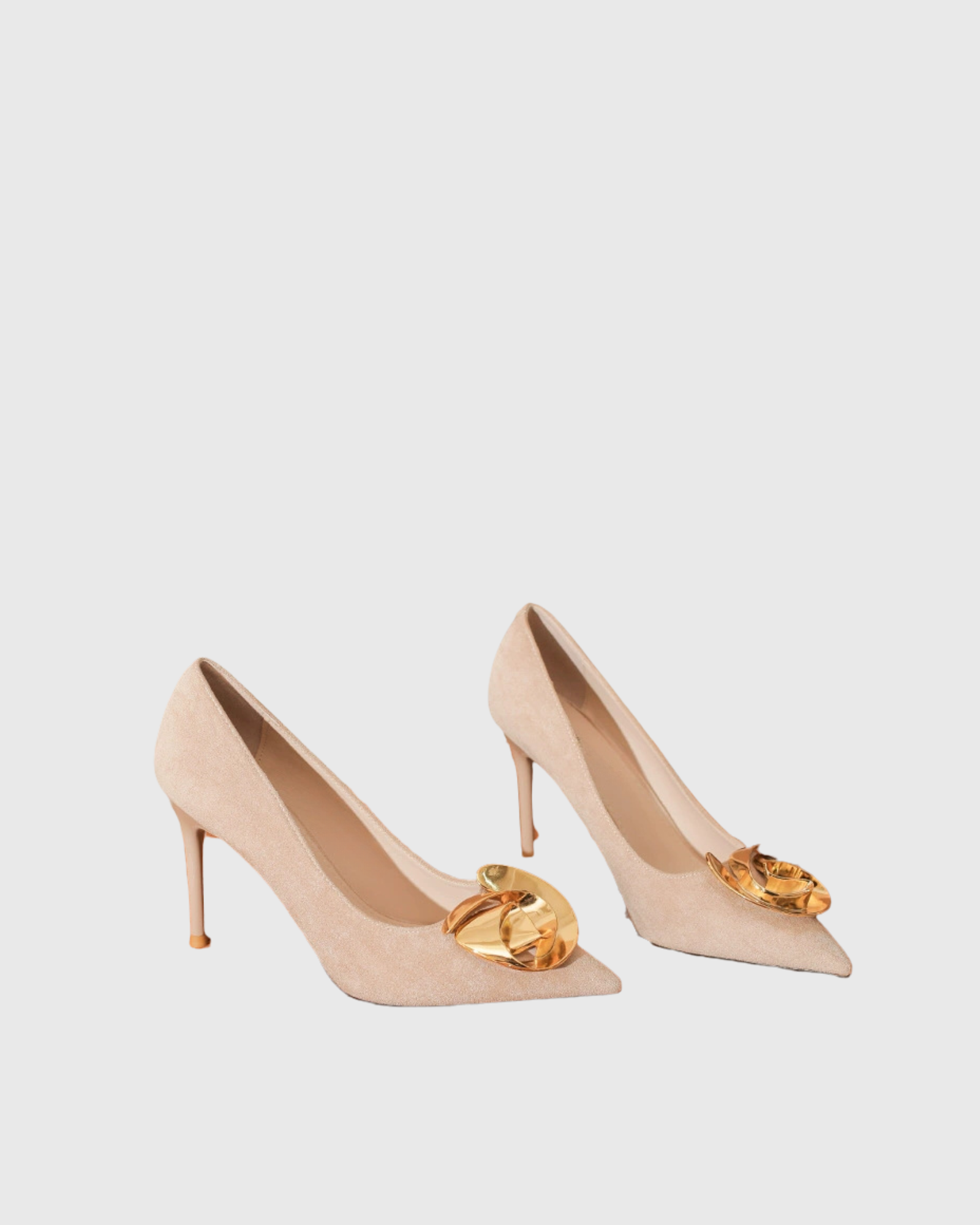 Yanaba Metal Flower Pumps In Beige