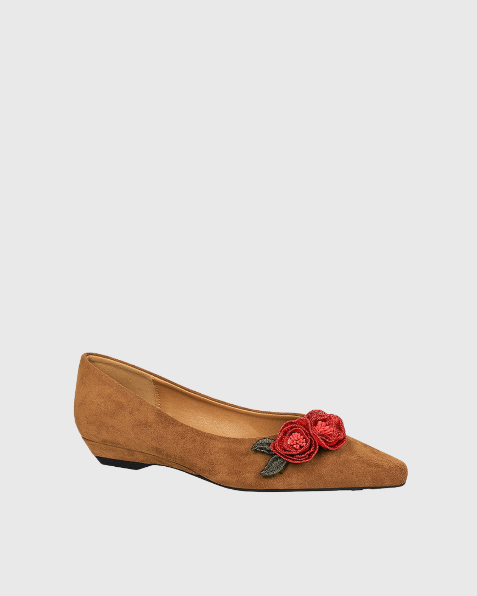 Scully Flower Velvet Flats In Brown