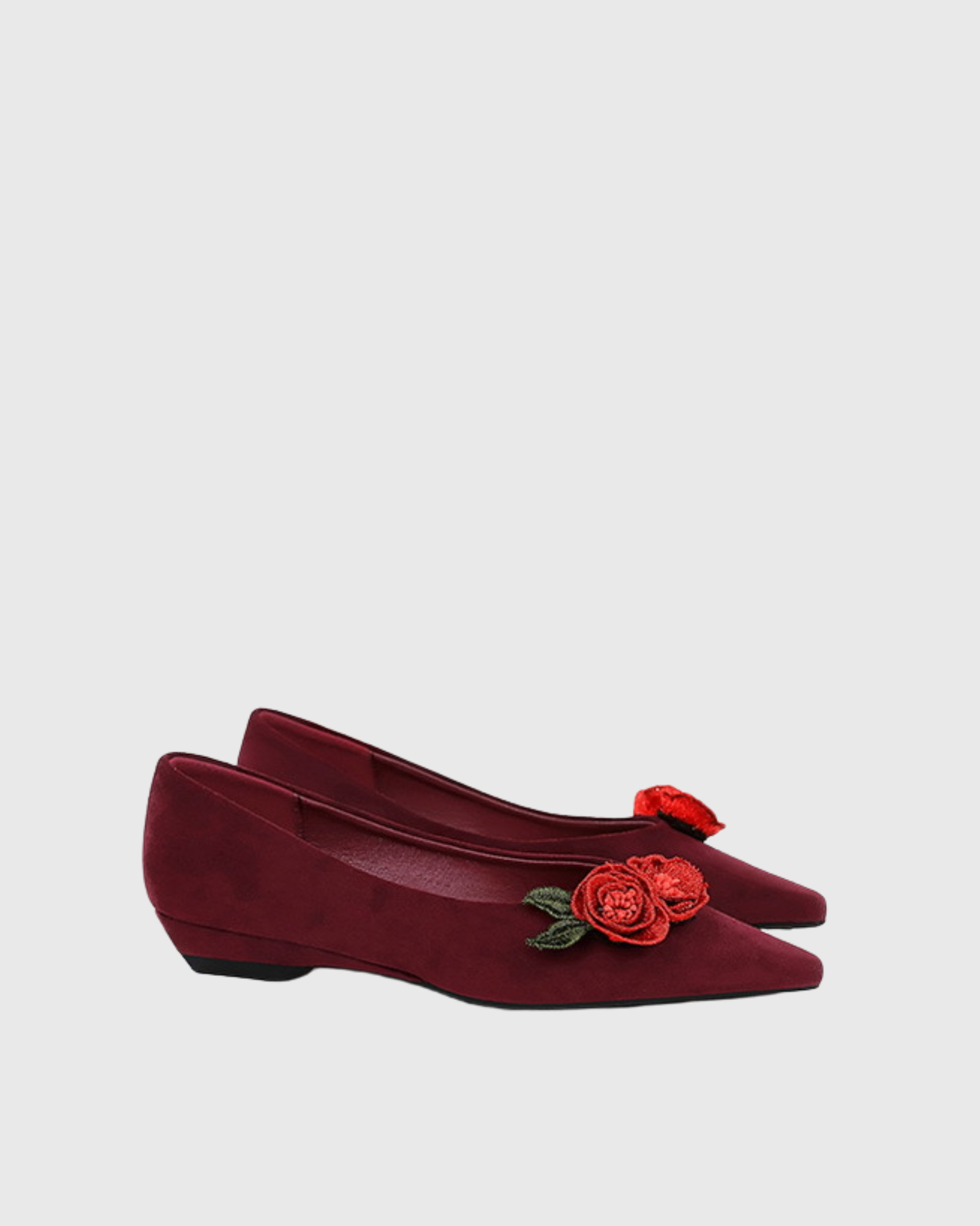 Scully Flower Velvet Flats In Burgendy