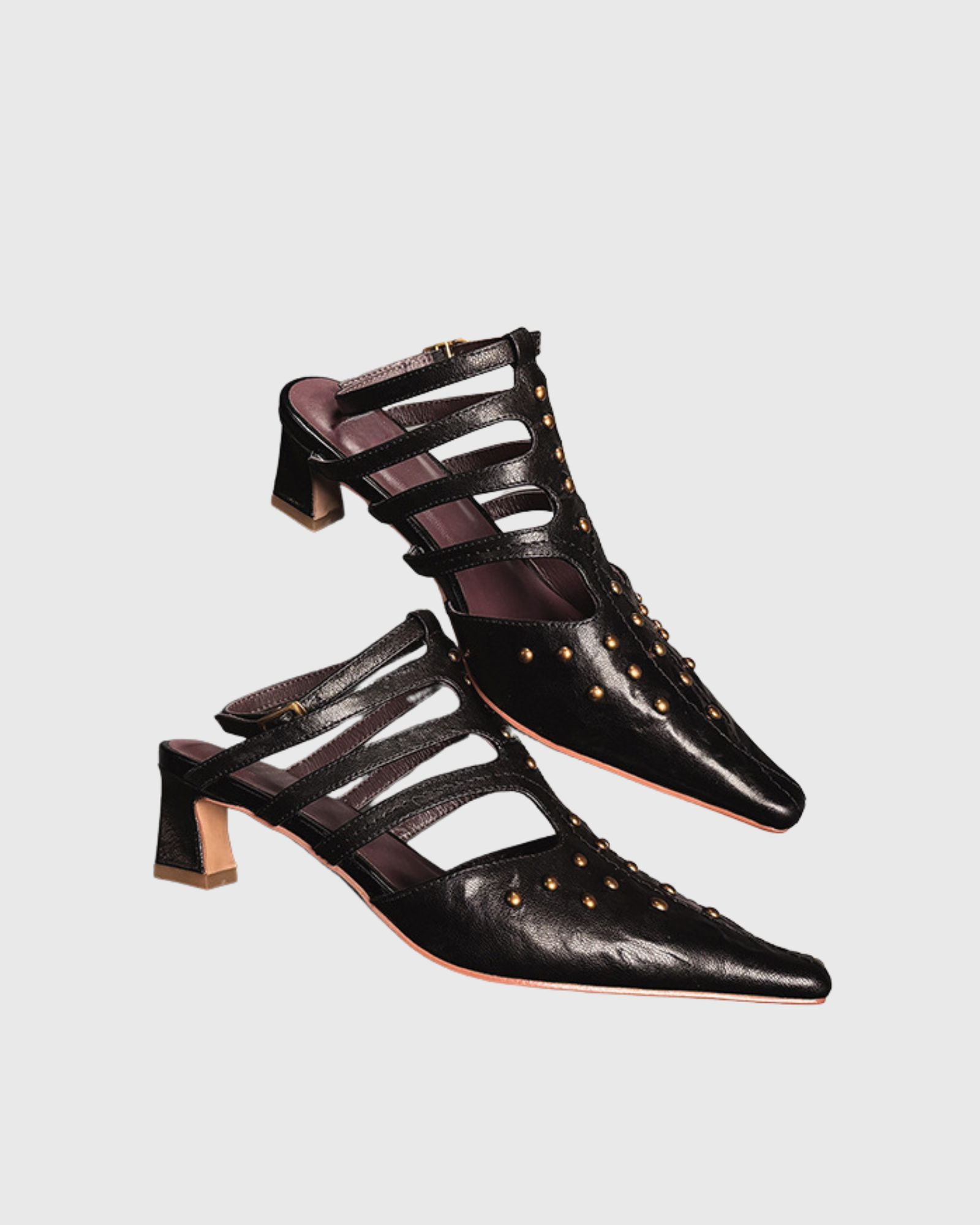 Fermina Studded CutOut Sandals in Black