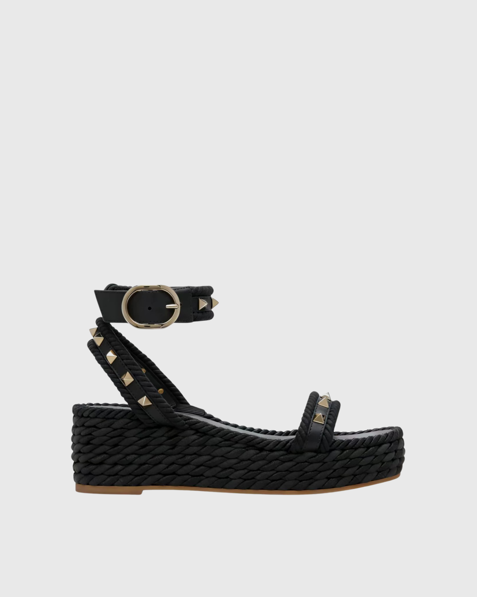 Vexa Studded Rope Platform Wedge In Black