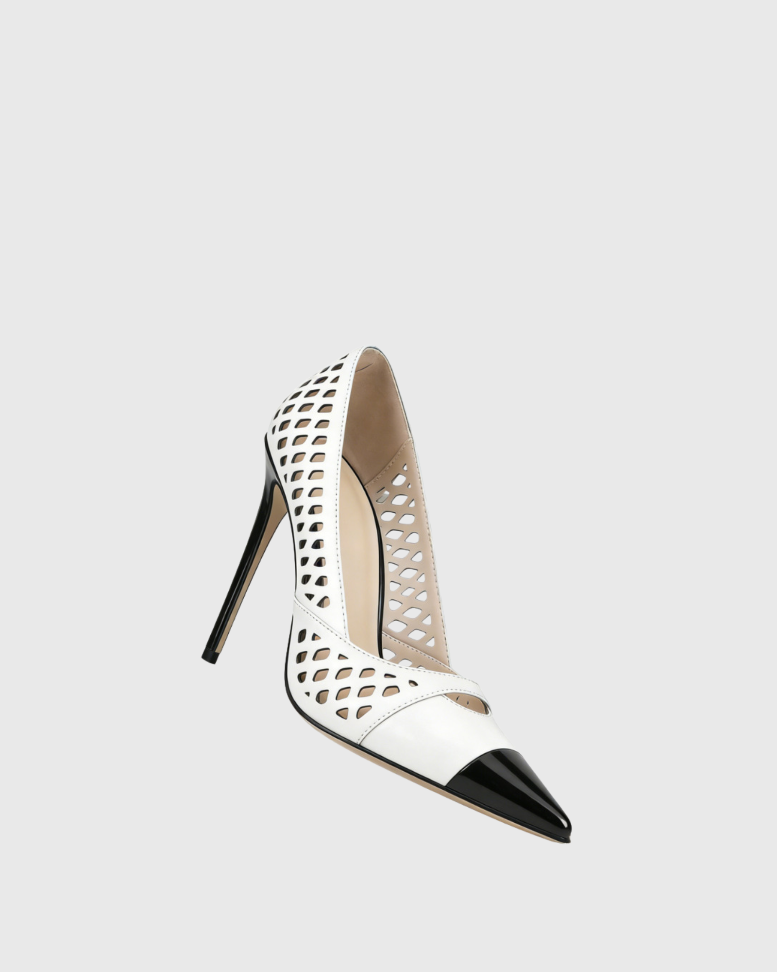 Balla Cutout Splicing Pumps In White