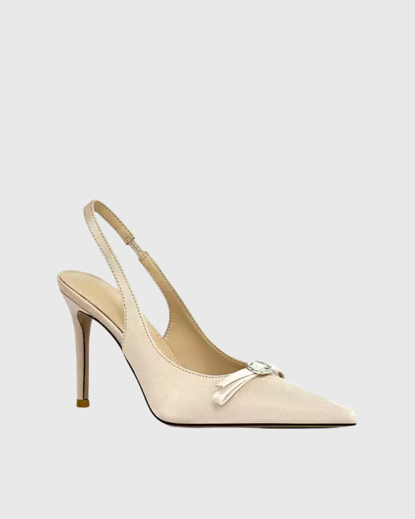 Vita Bow Satin Slingback Pumps In Champagne