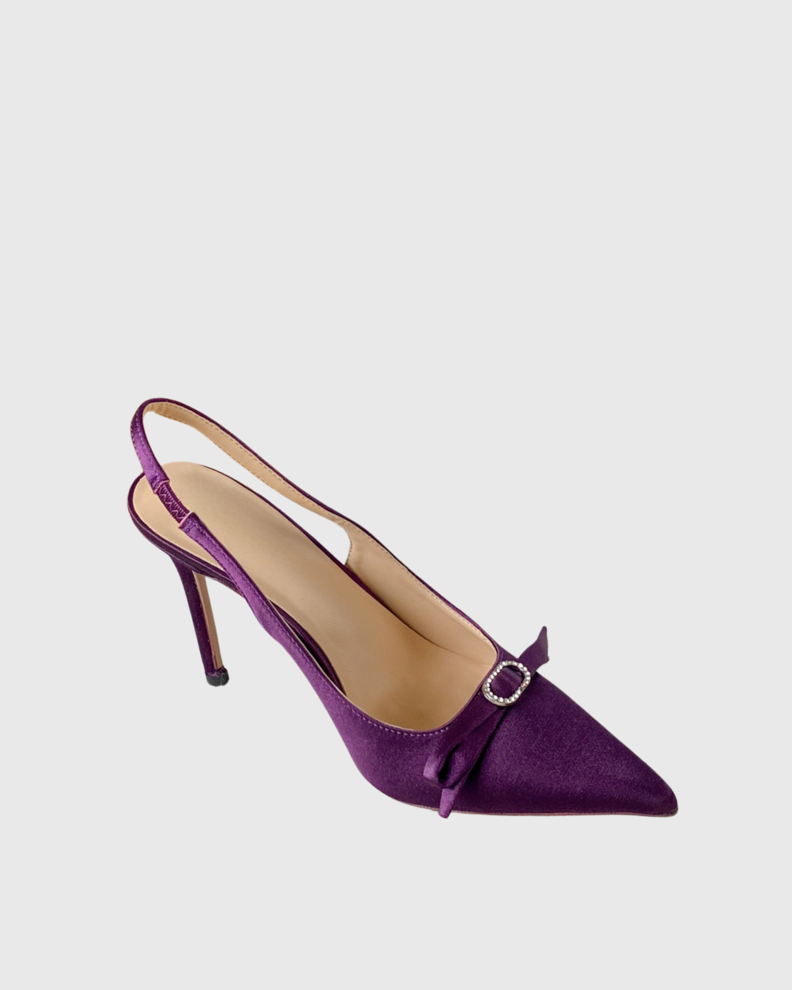 Vita Bow Satin Slingback Pumps In Purple