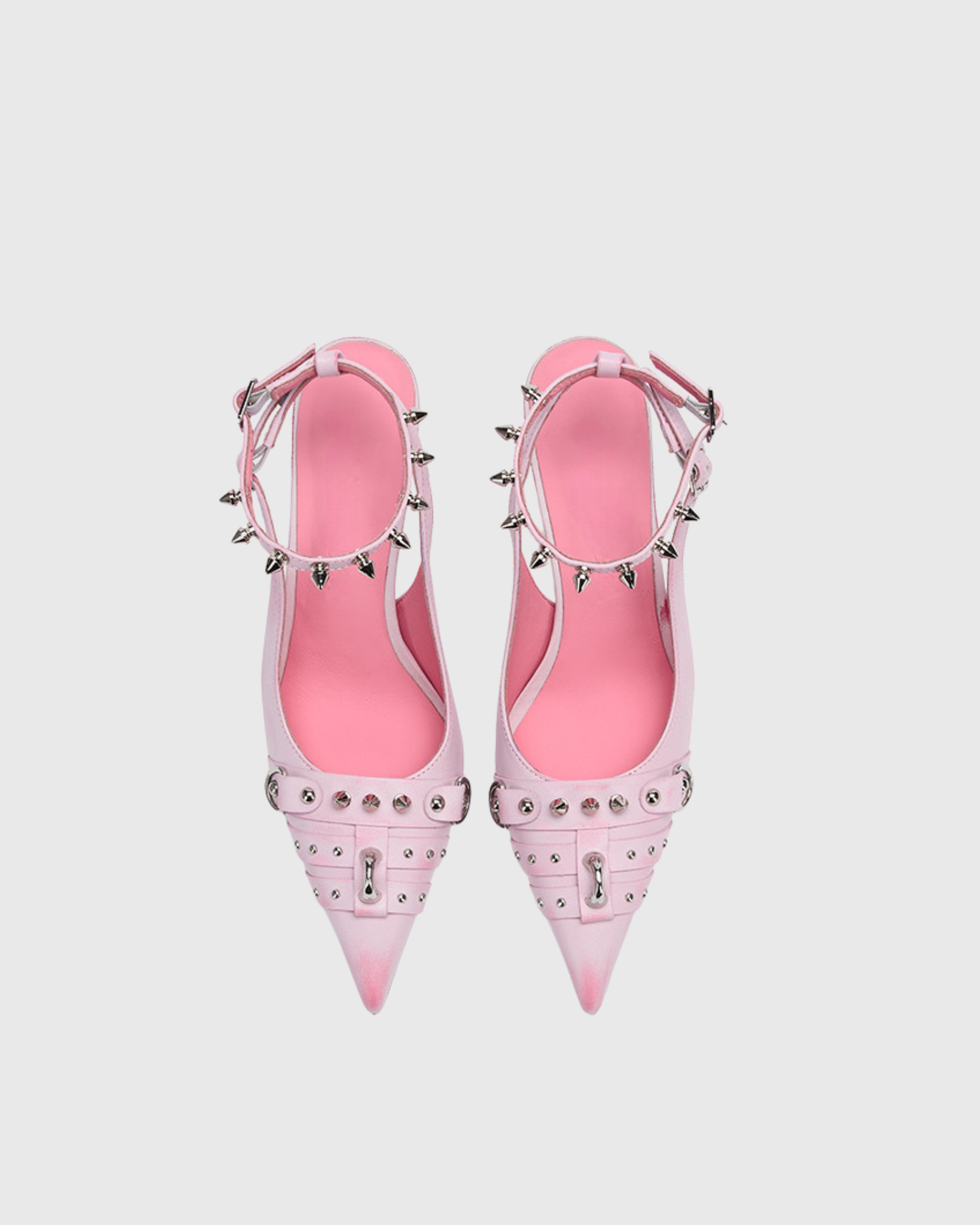 Afra Rivet Embellished Slingback Pumps In Pink