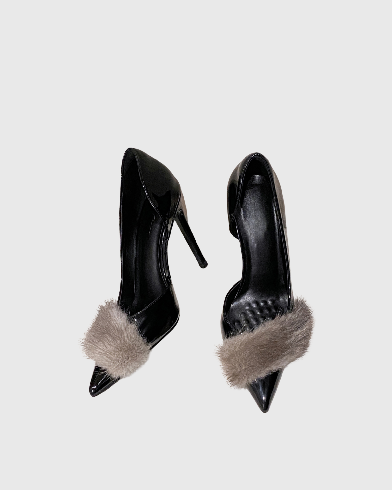 Clarke Fur Pointed Toe Pumps In Black