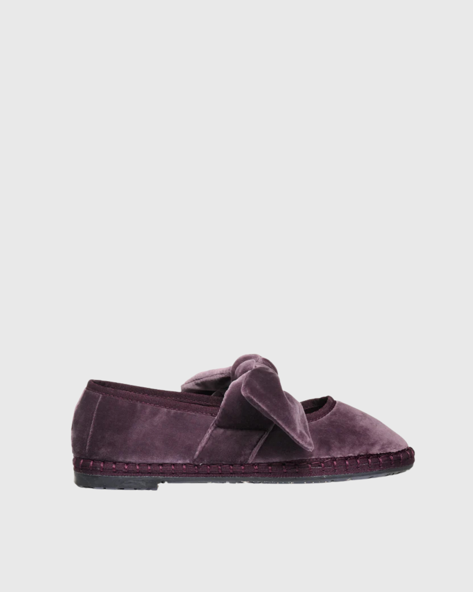 Freya Bow Velvet Flats In Purple