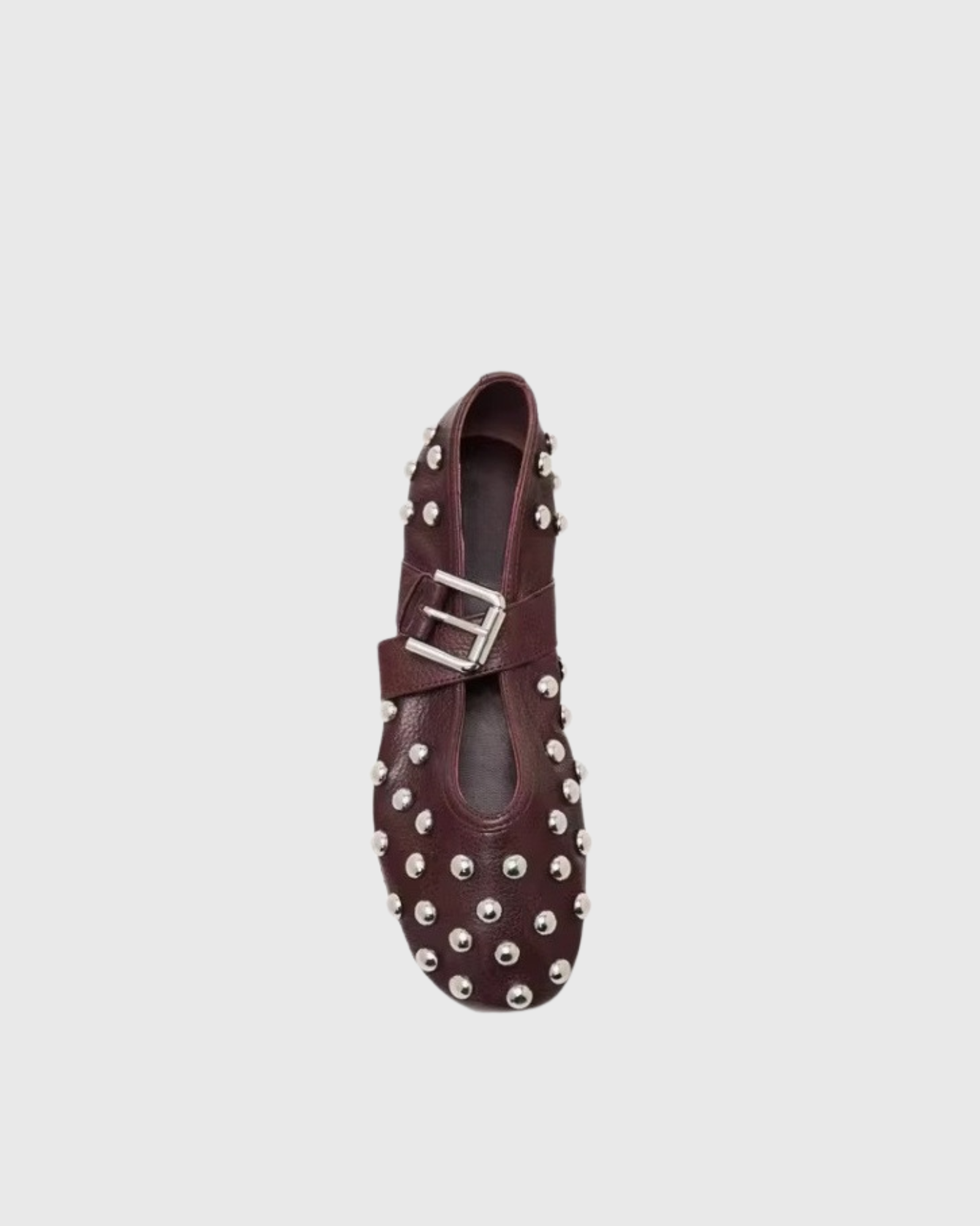 Gia Rivet Buckle Ballet Flats In Wine