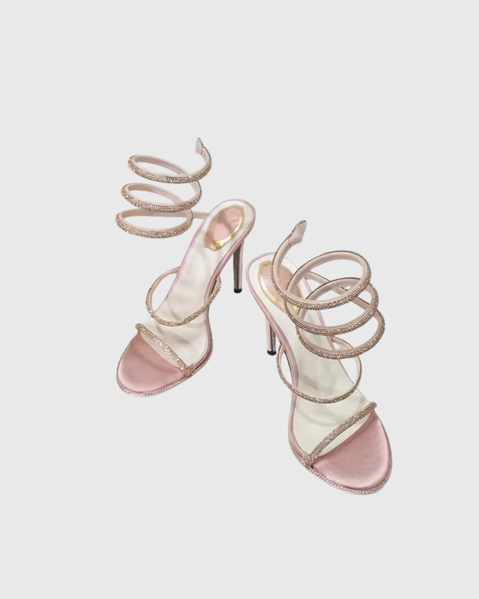 Elisa Rhinestone Embellished Snake Sandals In Pink