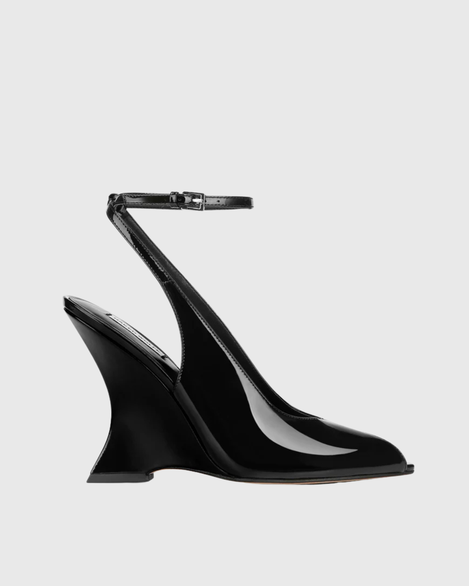Eki Patent Leather Open Toe Wedge Pumps In Black
