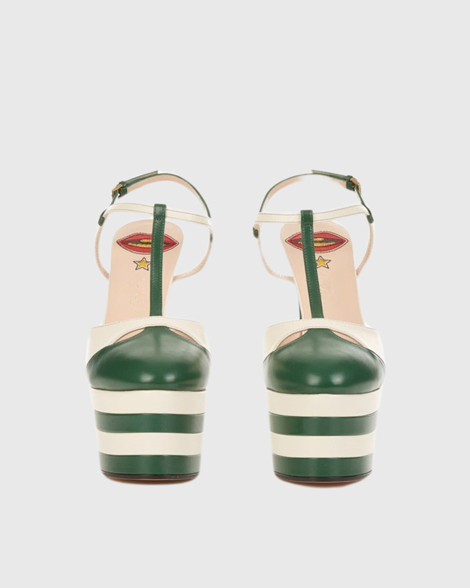 Dionisia Vintage Stripe Platform Heels In Green